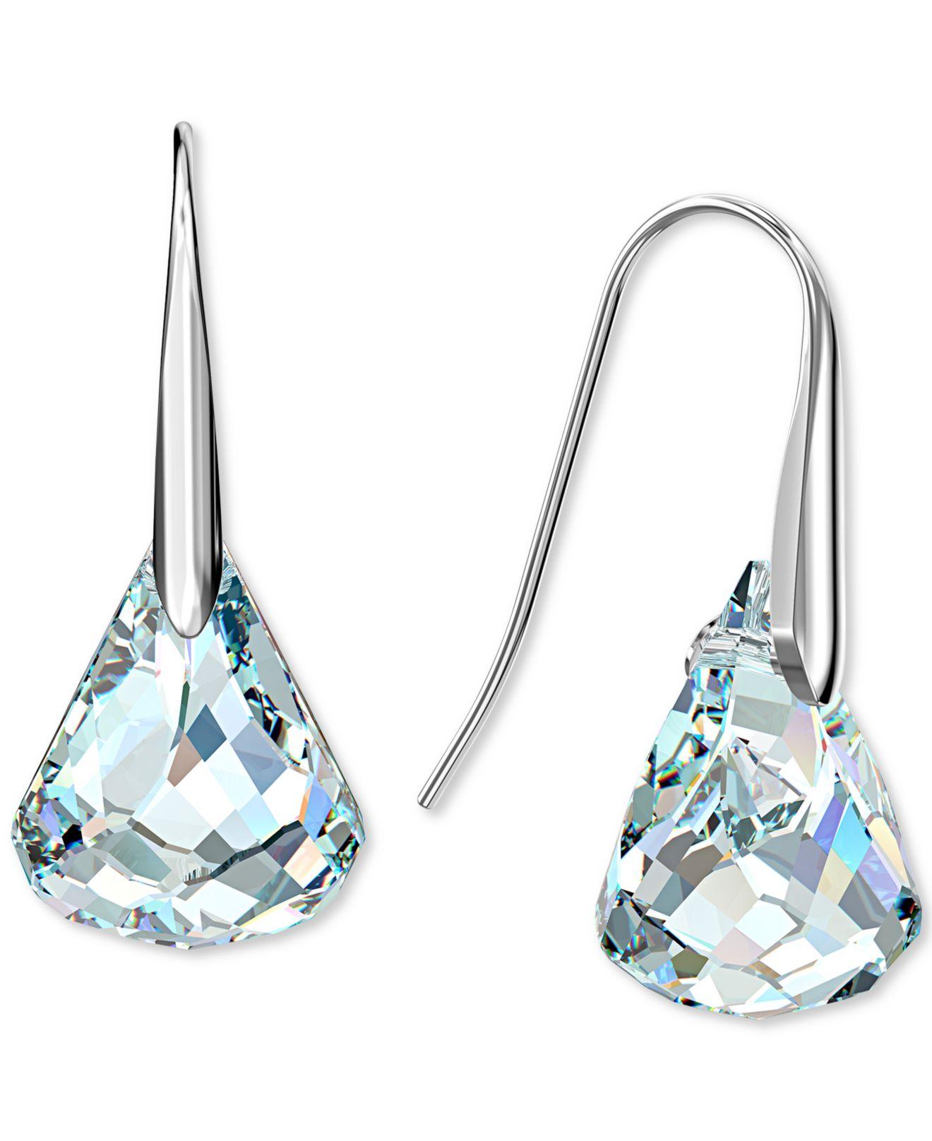 Swarovski Silver-tone Faceted Crystal Teardrop Earrings in White | Lyst