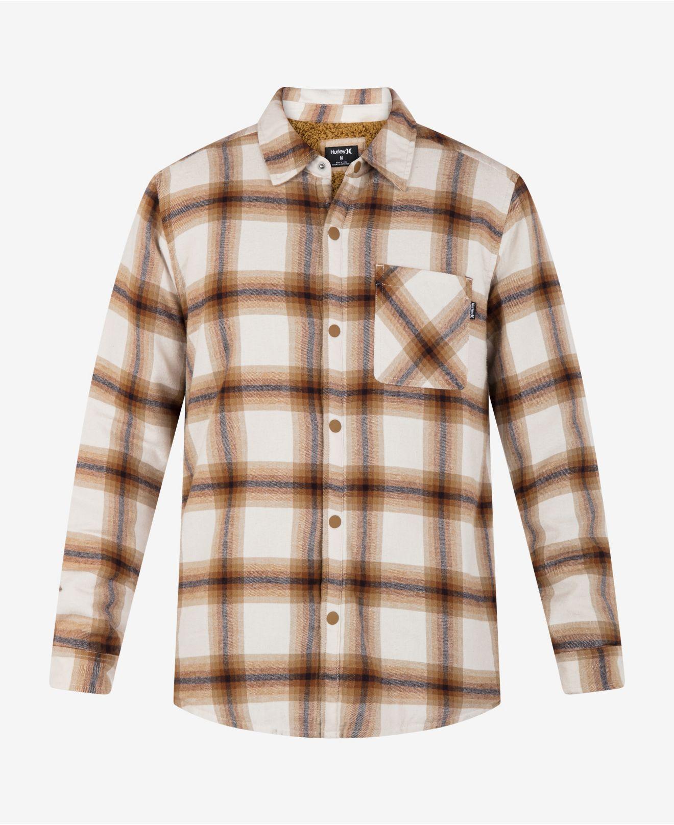 Hurley Portland Sherpa Lined Flannel Shirt in Brown for Men | Lyst