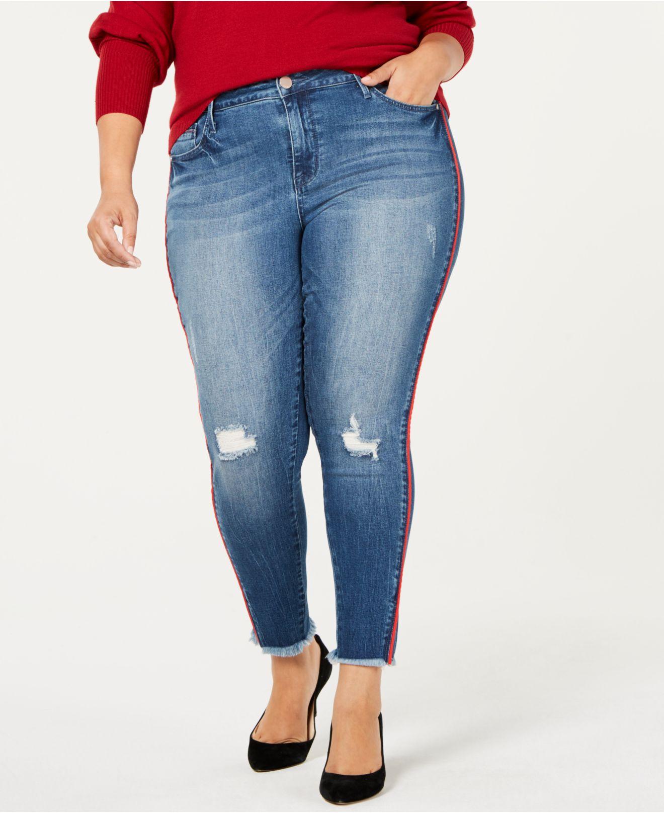 striped jeans plus size