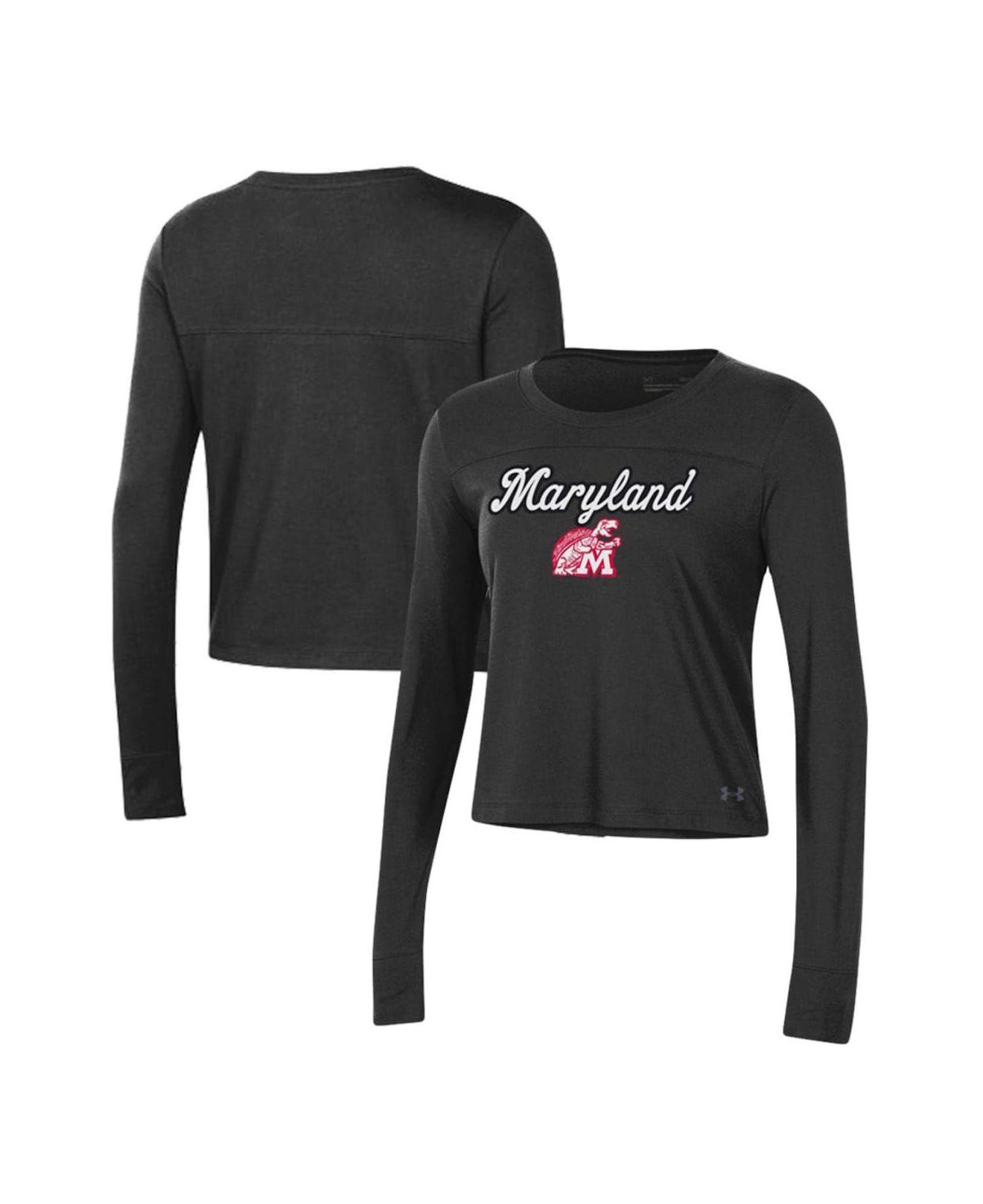 Under Armour Black Maryland Terrapins Vault Cropped Long Sleeve T-shirt ...
