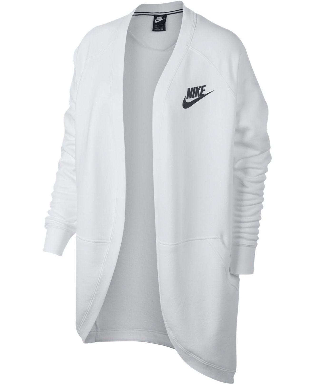 Nike Sportswear Rally Relaxed Fleece Cardigan in White/Black (White) | Lyst