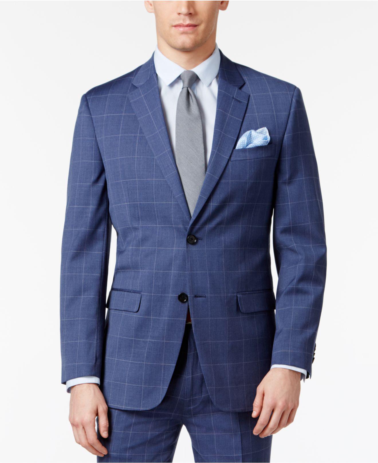 tommy hilfiger blue windowpane suit