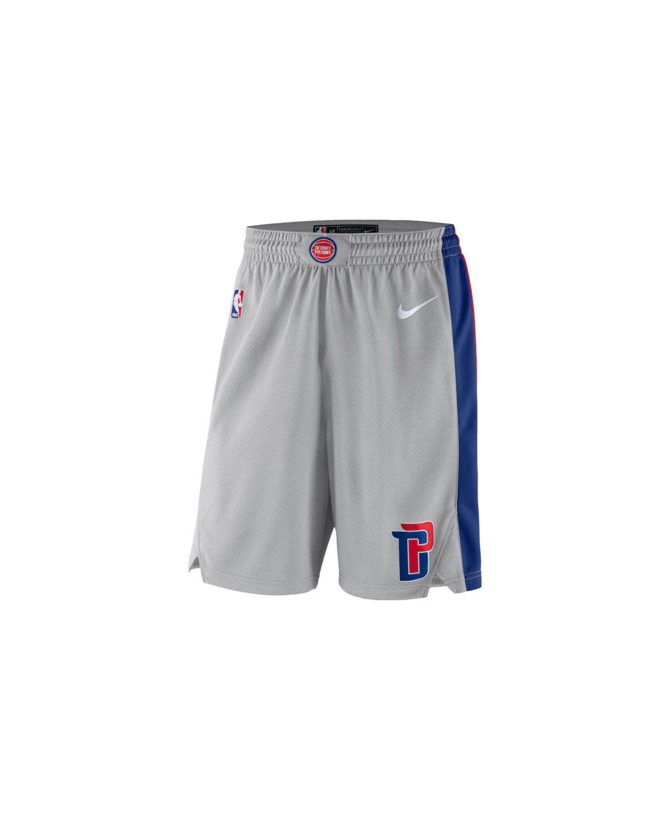 Nike Synthetic Detroit Pistons Statement Swingman Shorts in Silver