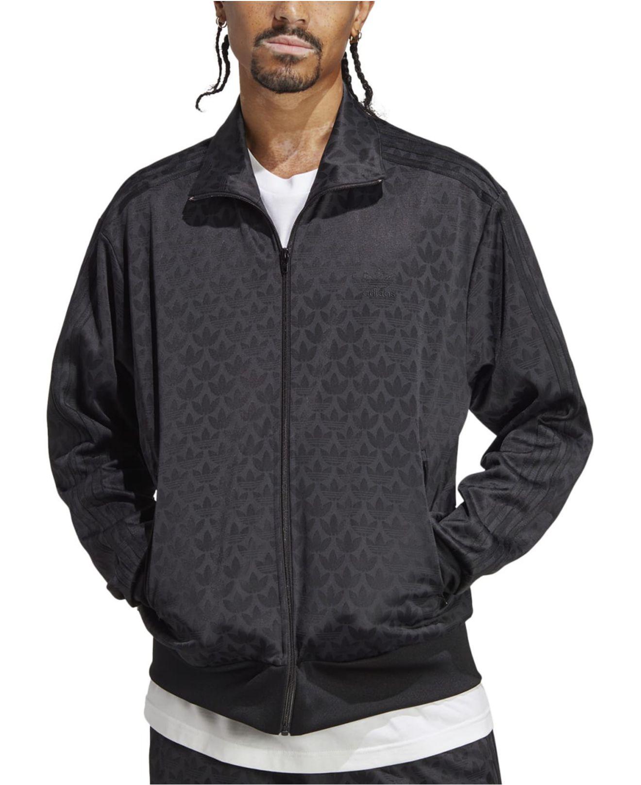 adidas Graphics Allover Monogram Print Track Jacket in Gray for Men