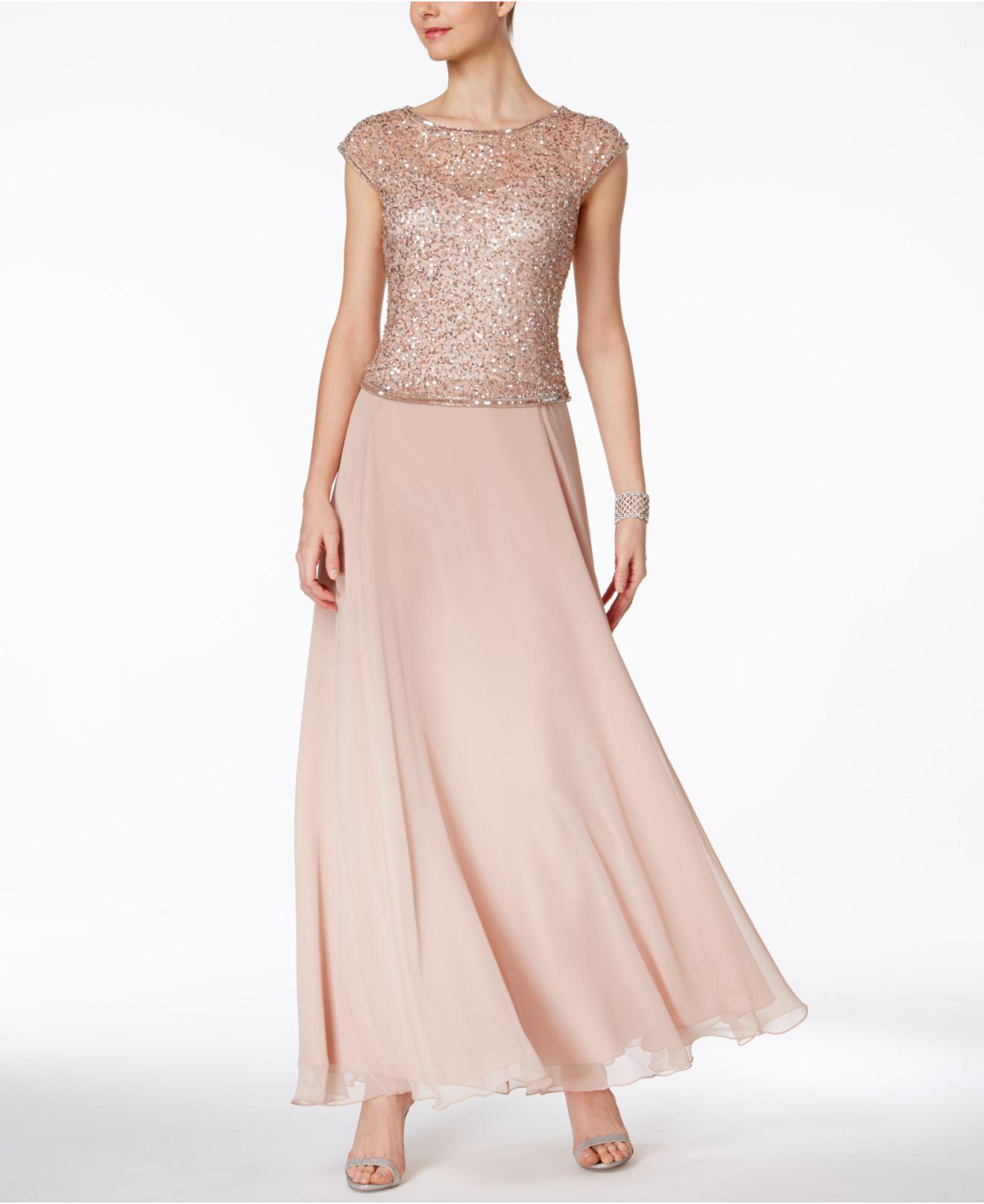 J Kara Chiffon Embellished A-line Gown in Pink - Lyst