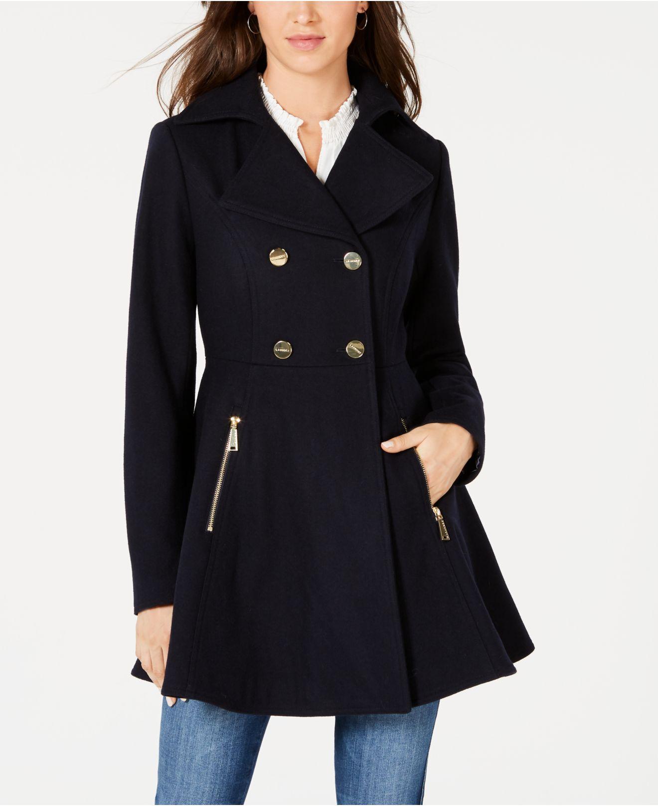 Laundry by Shelli Segal Wool Petite Doublebreasted Skirted Coat in