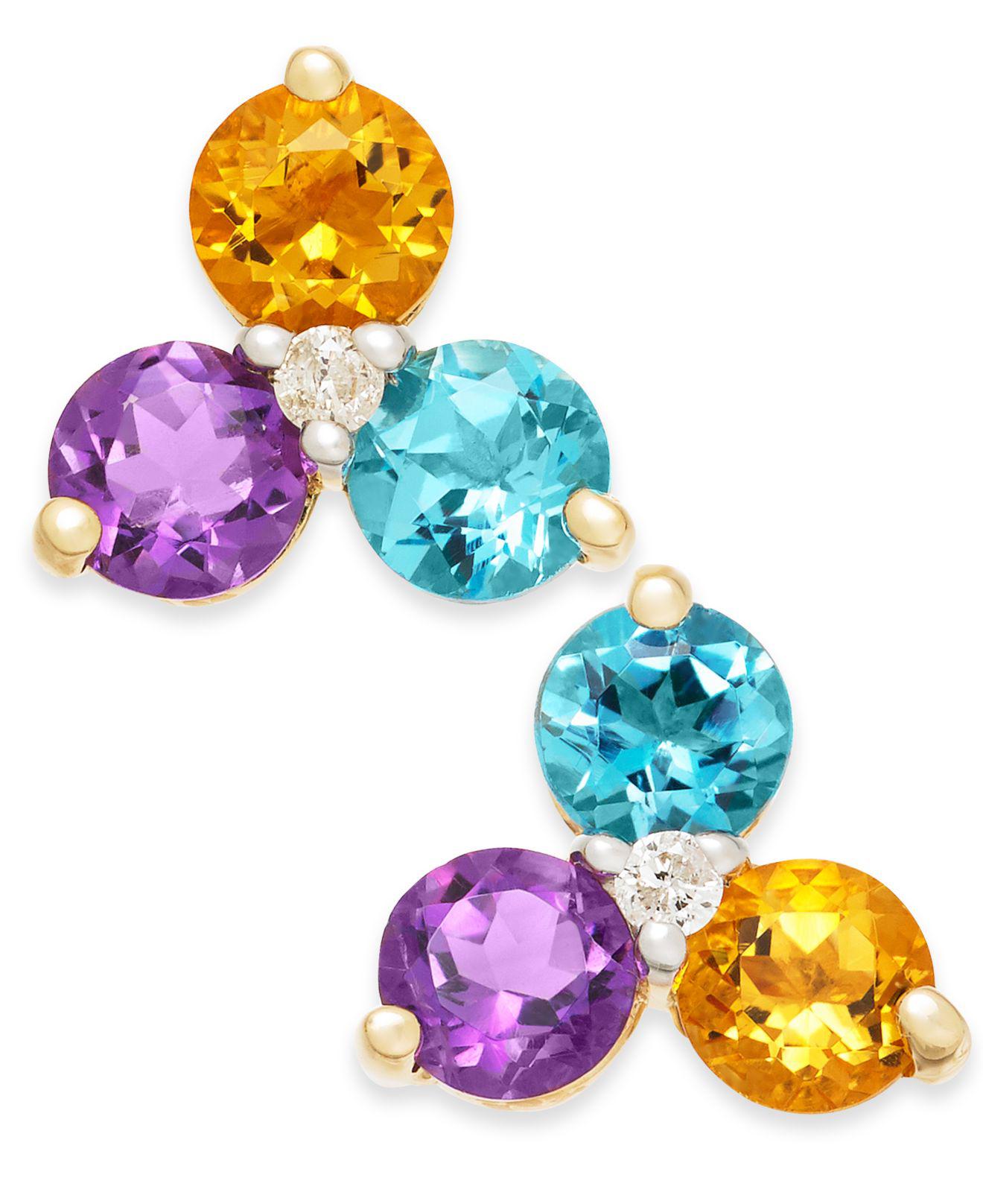 Macy's Multigemstone (15/8 Ct. T.w.) & Diamond Accent Stud Earrings