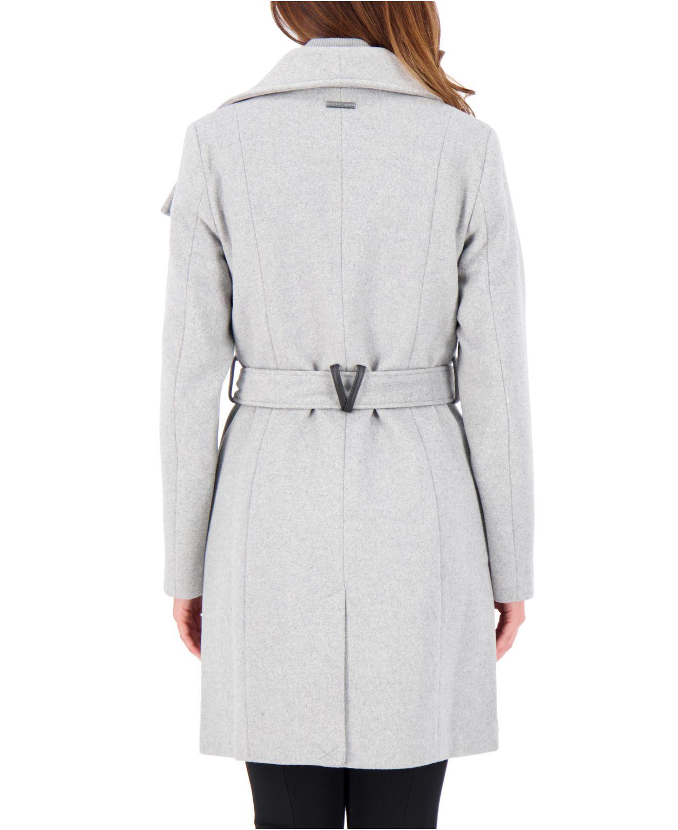 guess asymmetrical belted wool wrap coat