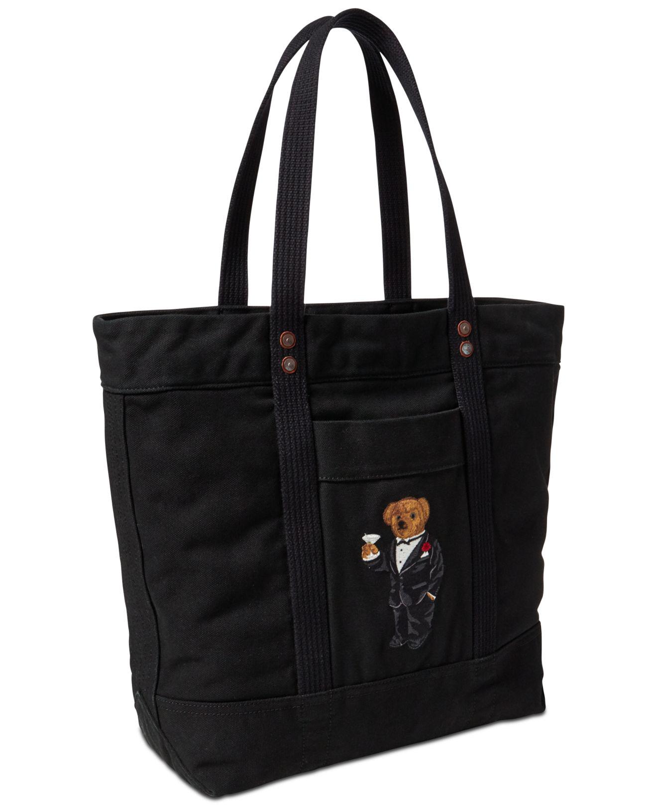 Polo Ralph Lauren Polo Bear Canvas Tote in Black - Lyst