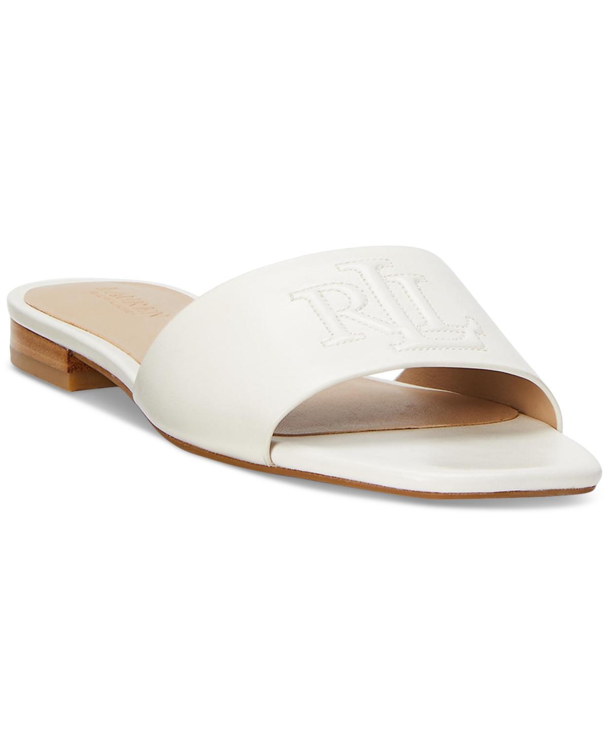 Ralph Lauren Everly Slide Flat Sandals in White | Lyst