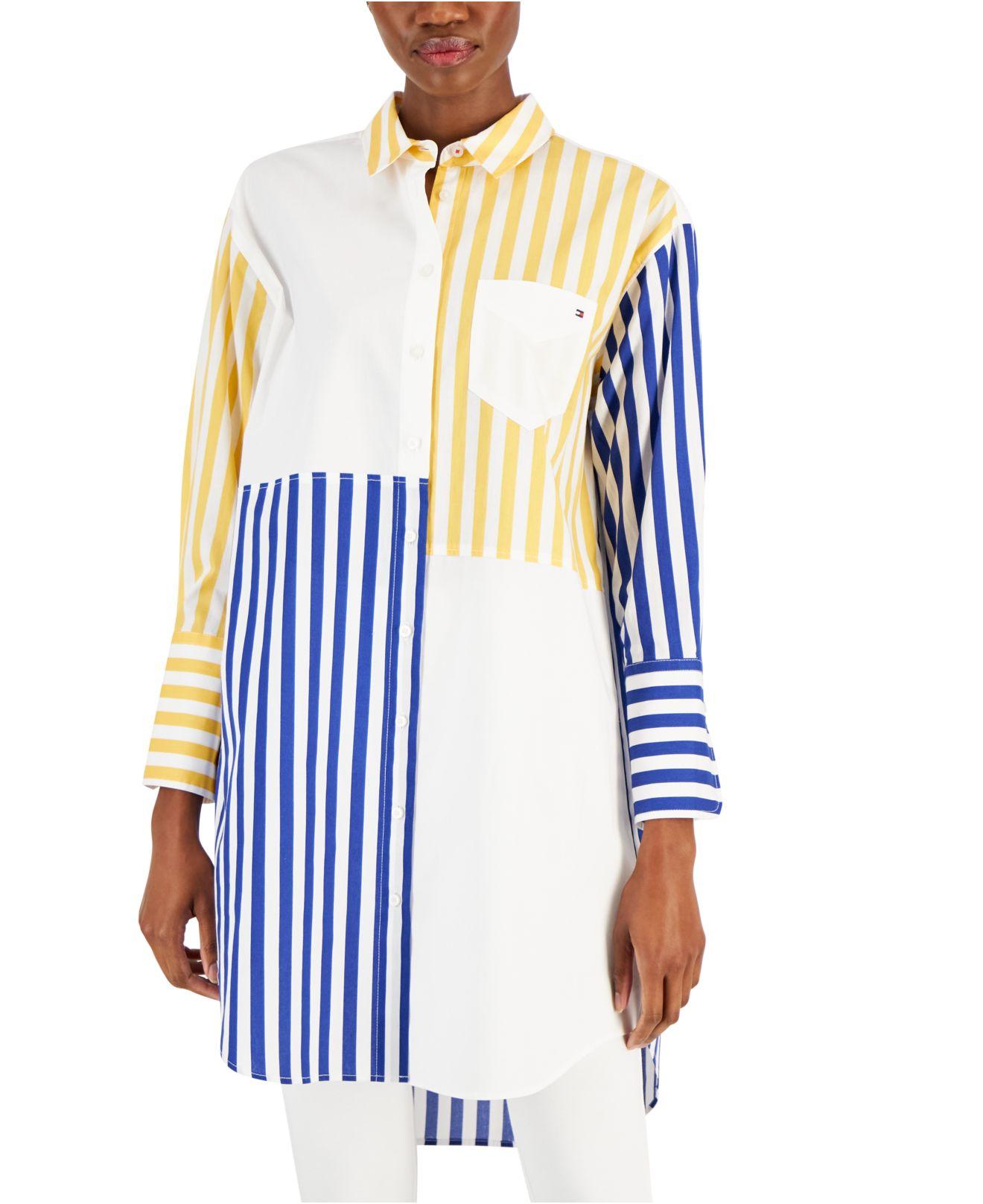 Tommy Hilfiger Cotton Striped Patchwork Tunic in Blue | Lyst