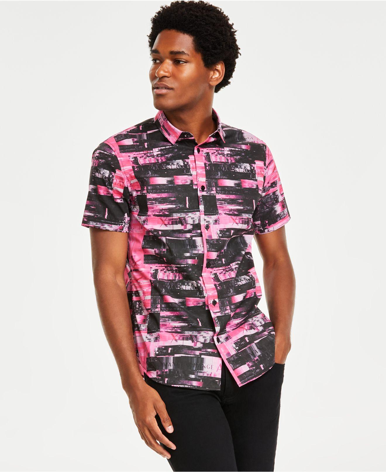 Armani Exchange Glitch-print Short-sleeve Shirt, Creted For Mcy's in Red  for Men | Lyst