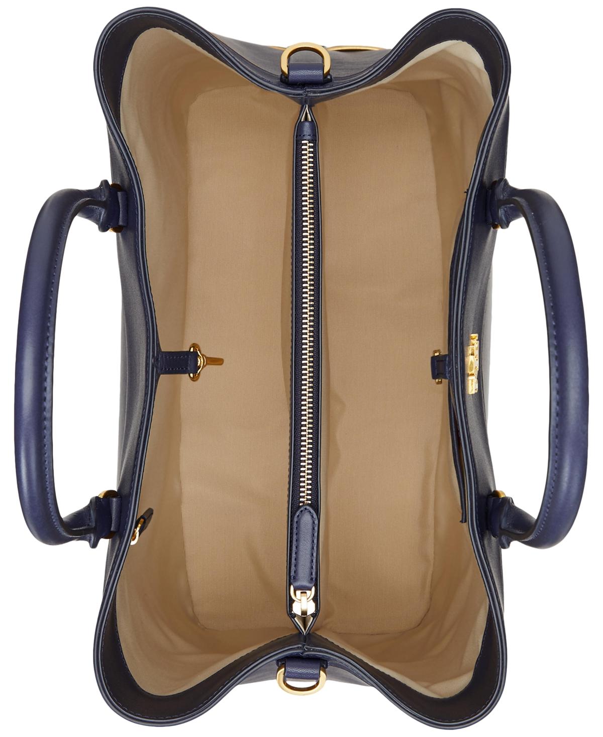 Ralph Lauren Two-tone Leather Large Marcy Satchel in Blue | Lyst