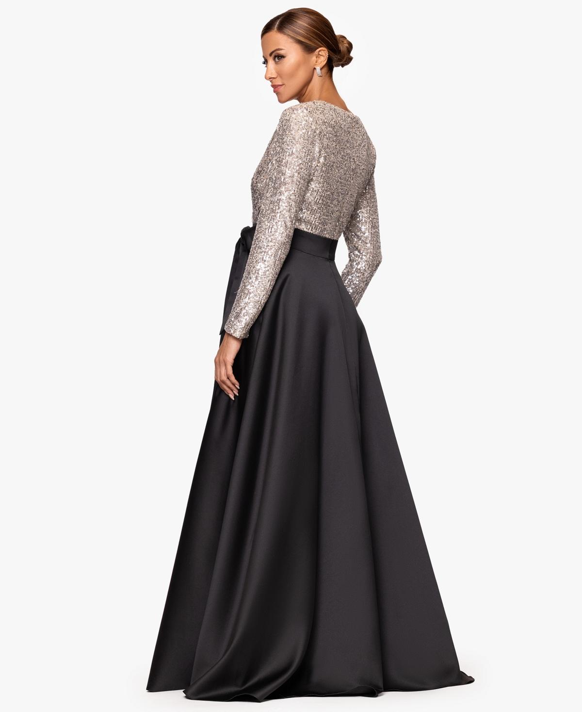 Ball Gown Xscape Long Sleeve Fit And Flare Dress Xscape Long - Main Image