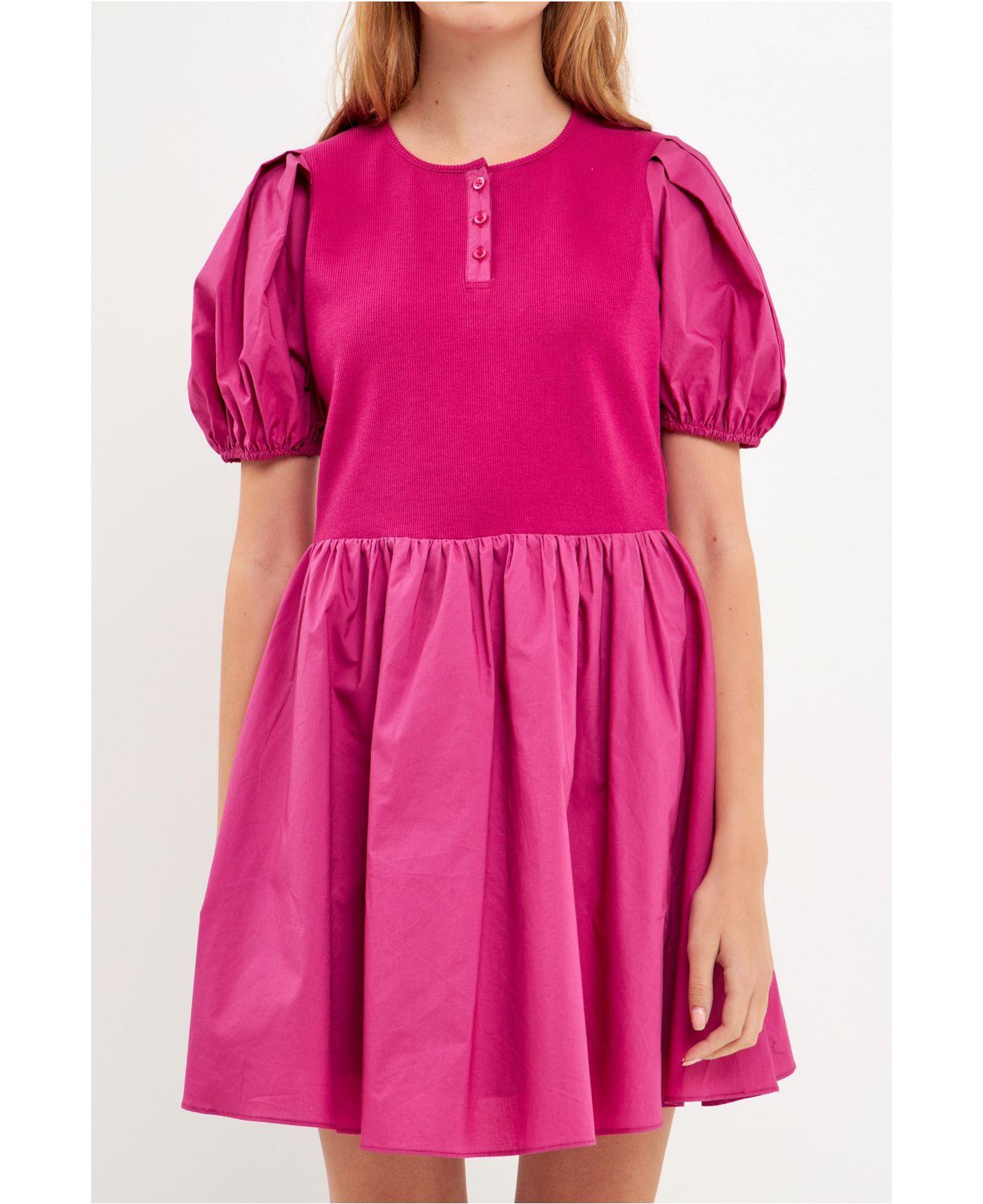English Factory Mixed Media Henley Mini Dress in Pink Lyst