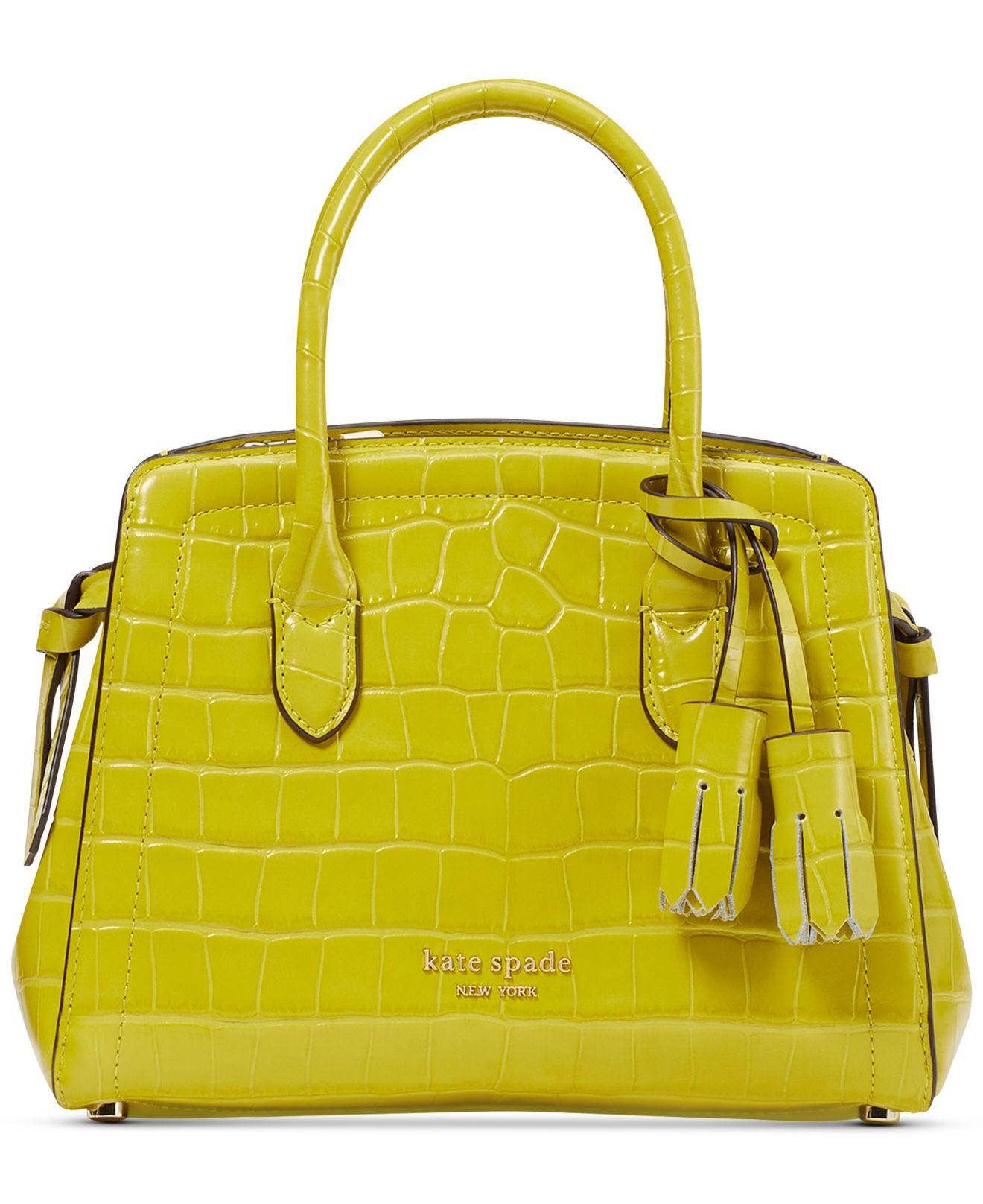 Kate Spade Knott Croc Embossed Leather Mini Satchel in Yellow Lyst