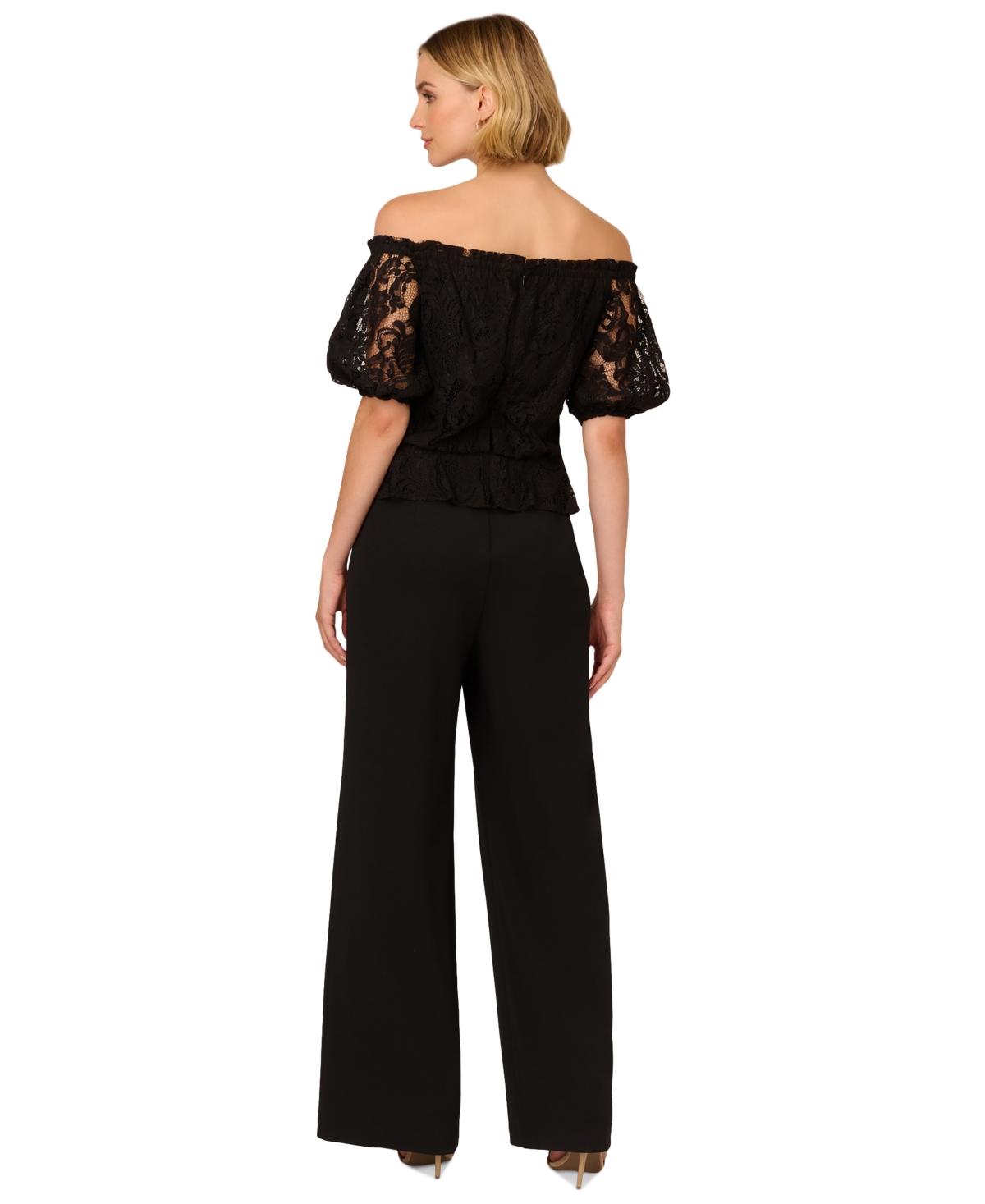Adrianna Papell Mixed media Off the shoulder Jumpsuit in Black Lyst