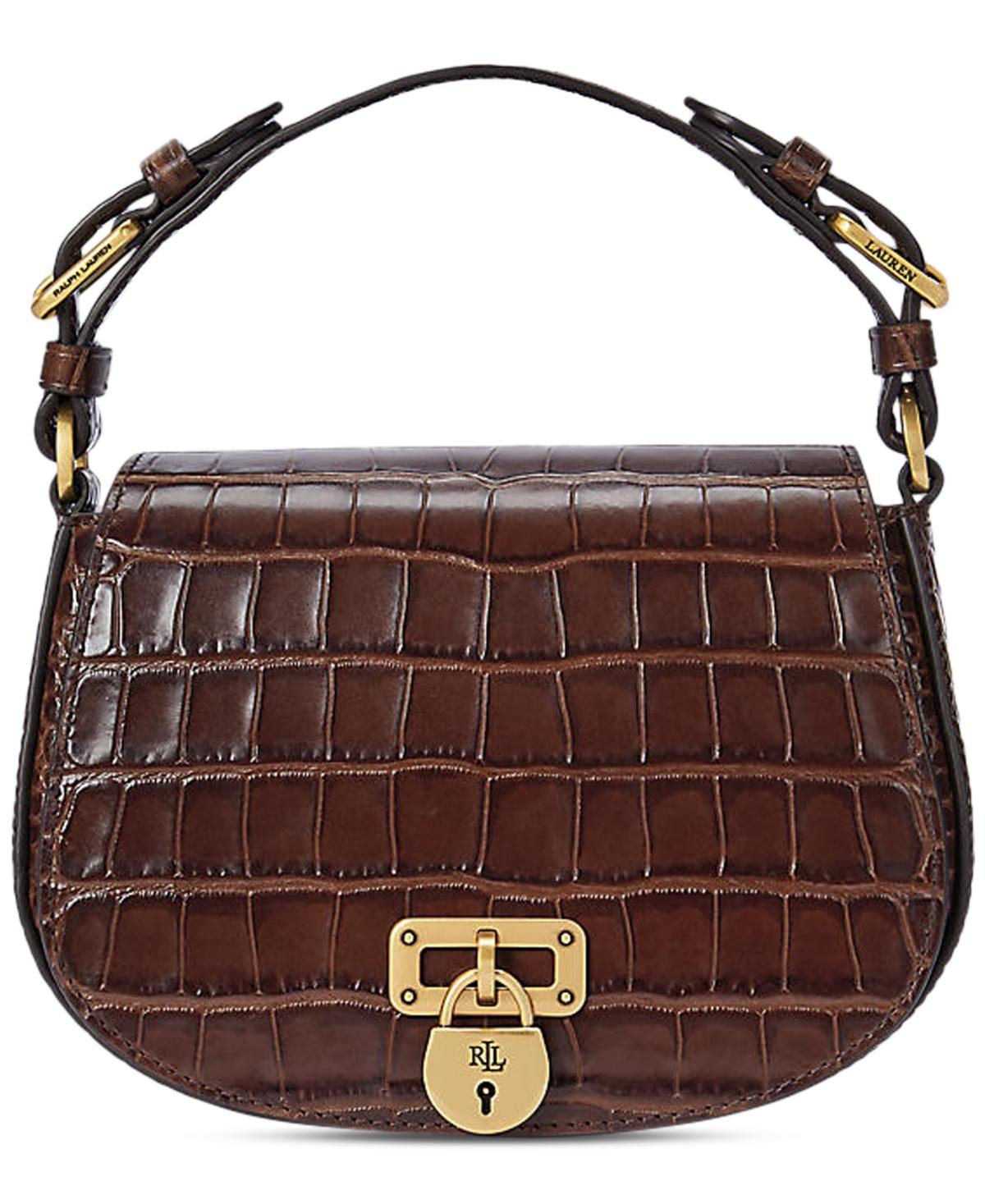 Lauren Ralph Lauren Tan Brown Floral Embossed Genuine Leather This is a Polo Ralph Lauren leather duffle bag, a handsome  main image 3