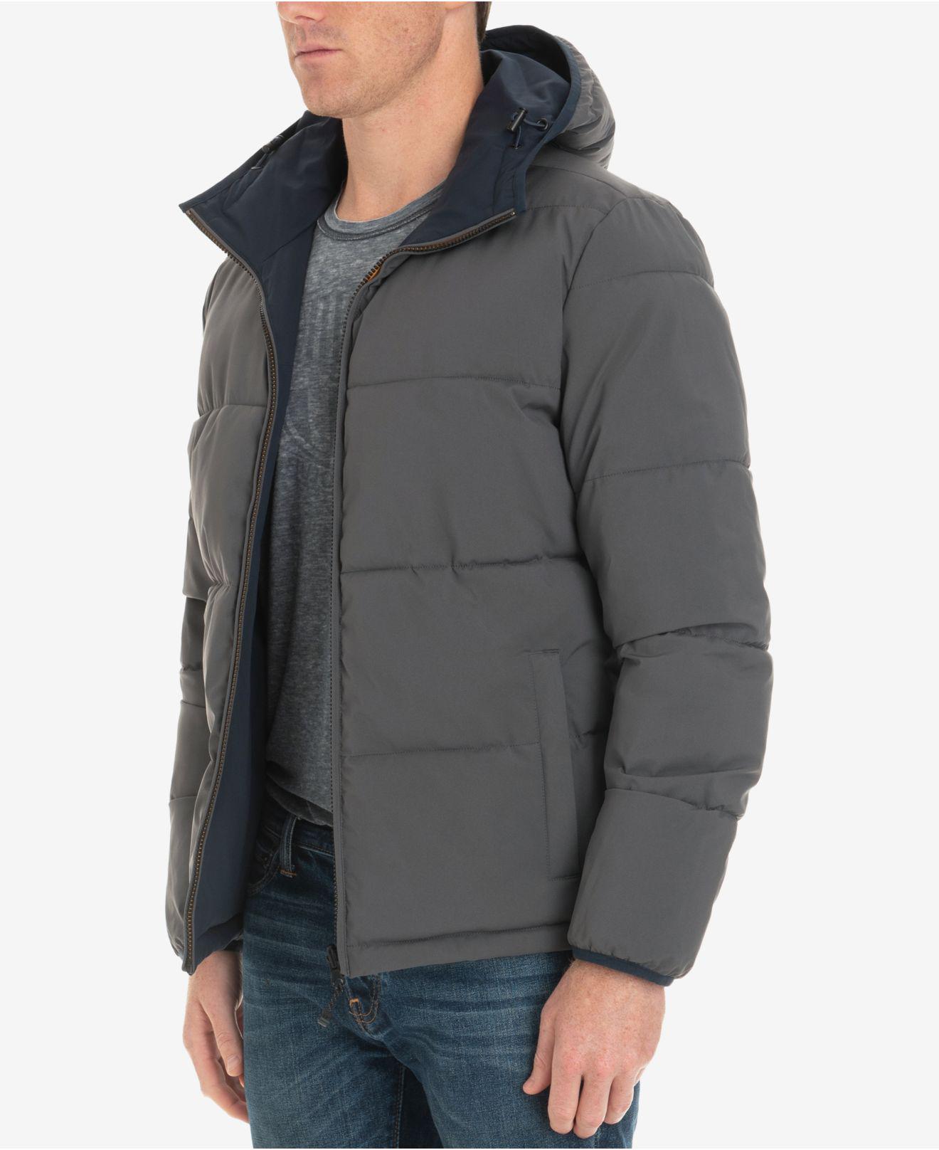 London Fog Mens Zip-Front Reversible Bomber Beekman Stretch Jacket