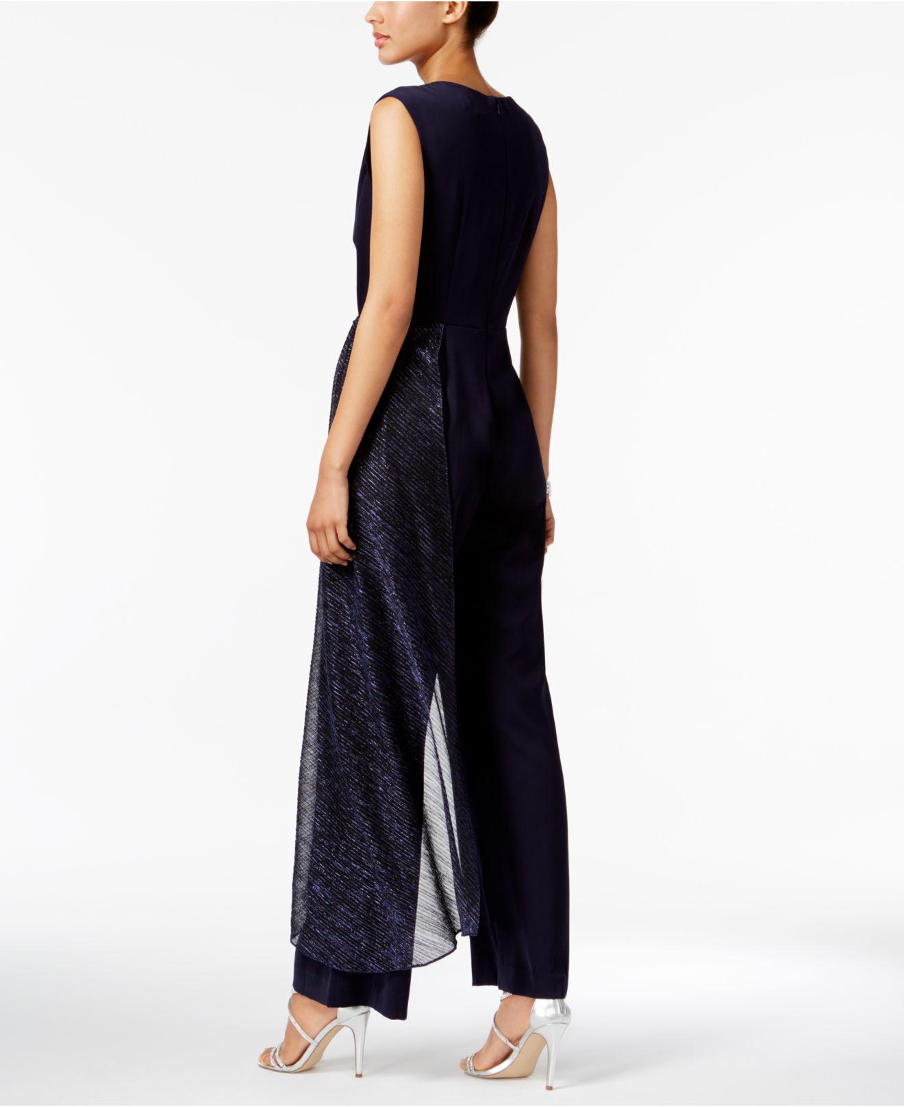 tahari metallic jumpsuit