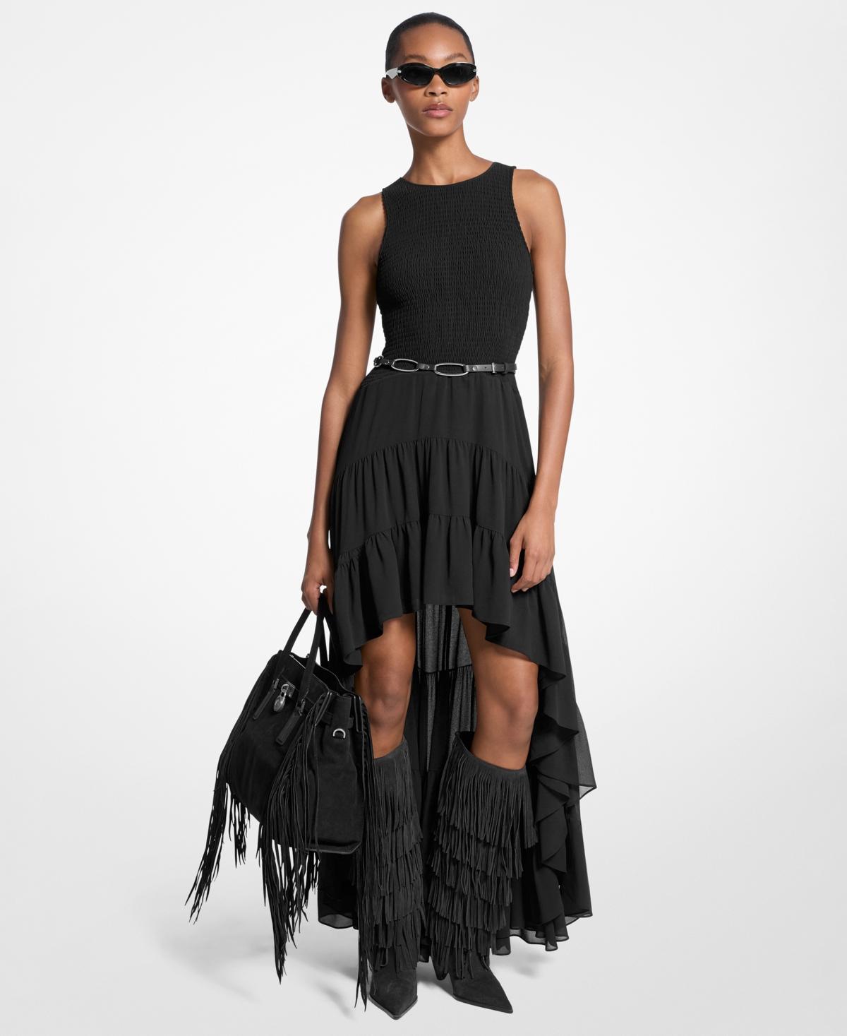 Michael Kors High Low Smock Maxi Dress in Black | Lyst