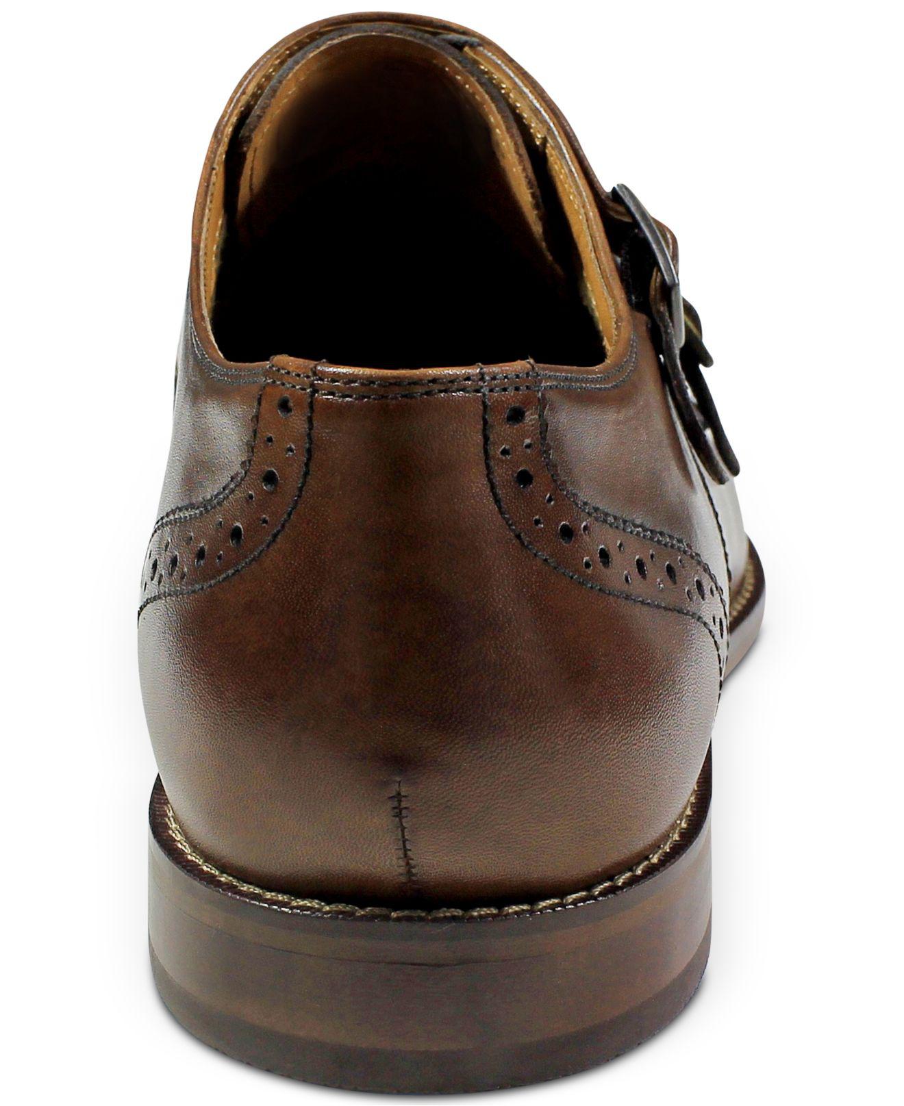 Florsheim Men Cap Toe Double Monk Strap Loafers Marino Brown Leather