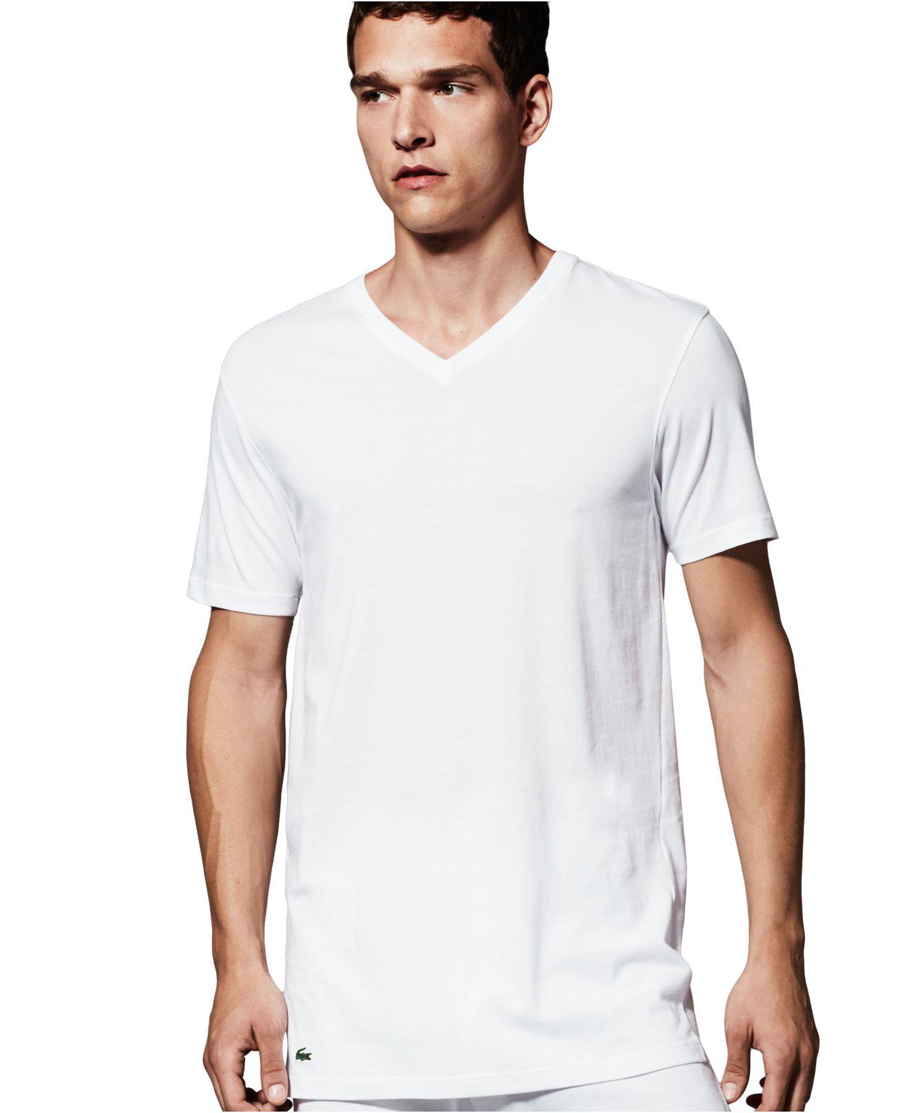 Lacoste Cotton Men's V-neck T-shirt 3-pack in White for Men - Lyst