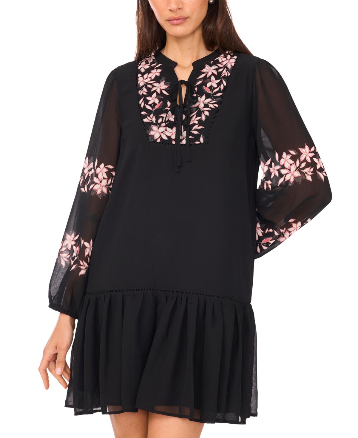 Msk Petite Placement Print Long Sleeves Shift Dress in Black | Lyst