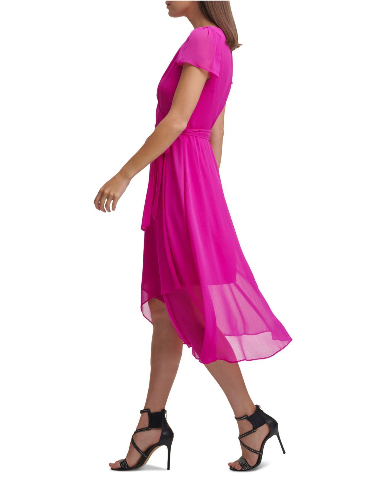 DKNY Synthetic Short-sleeve Faux-wrap 