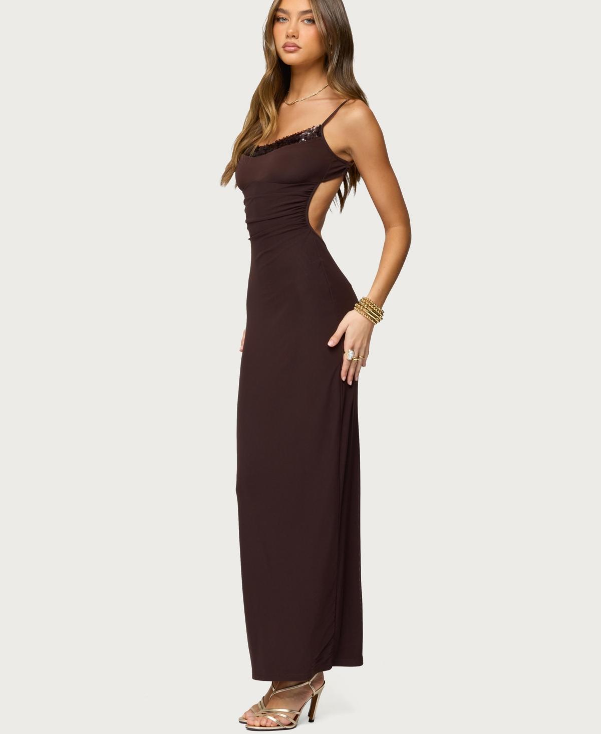 edikted knit back slitted maxi dress Knit Back Slitted Maxi Dress