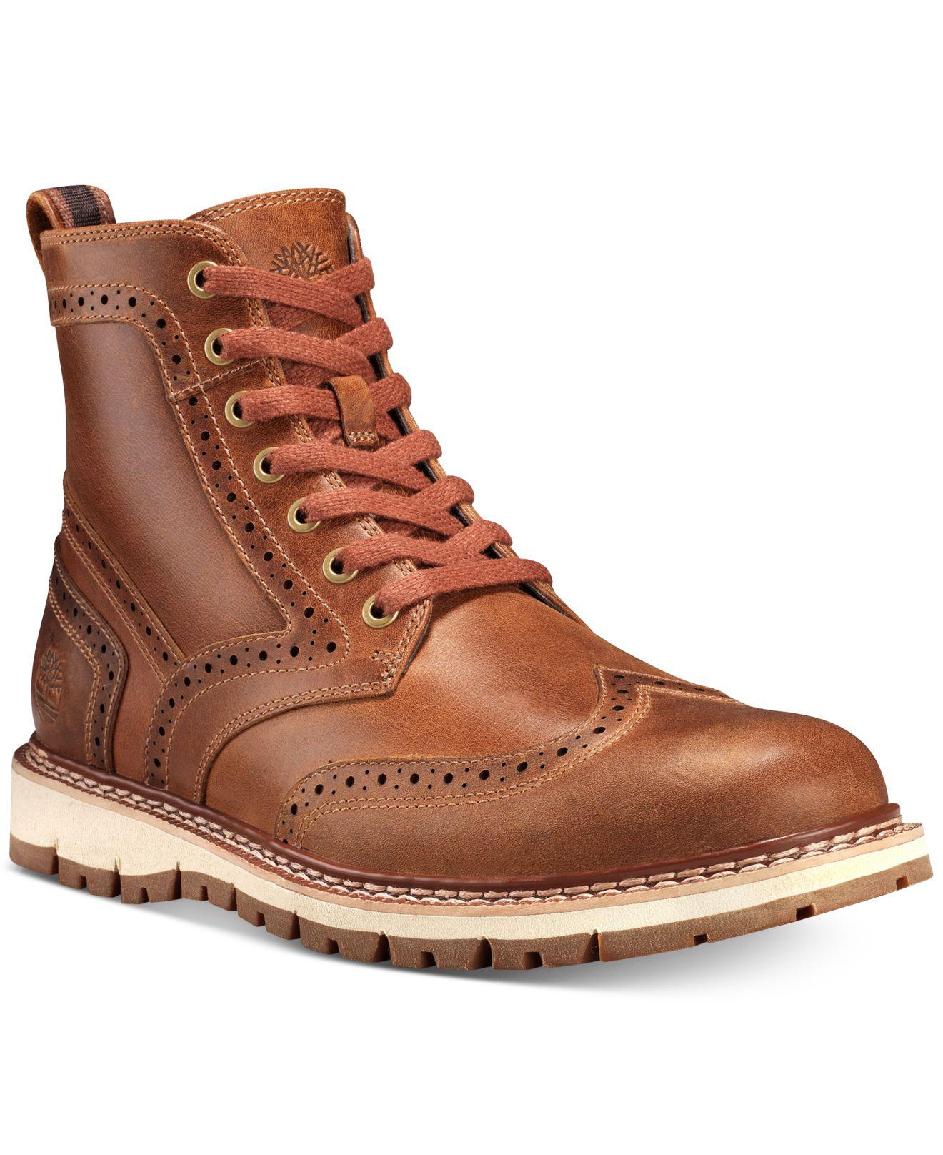 Timberland Leather Men's Britton Hill Wingtip Boots in Tan (Brown) for Men - Lyst