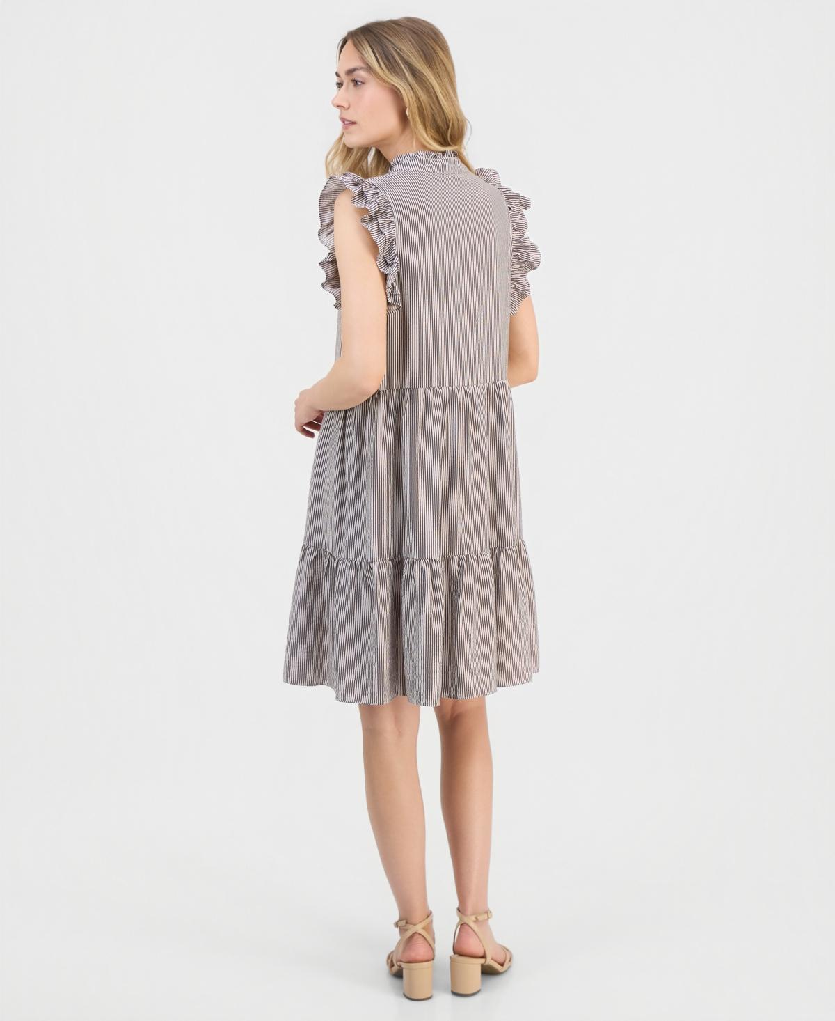 sandra darren dress Women's Crew Neck Chiffon The fabrication is 95% polyester and 5% spandex Women's Sandra Darren Short Sleeve