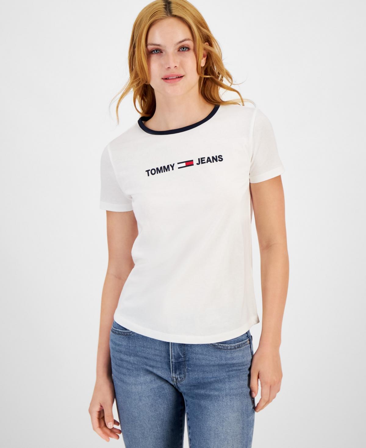Tommy Hilfiger Cotton Graphic Contrast-trim T-shirt in White | Lyst