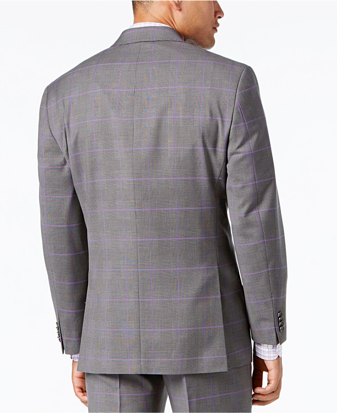 Sean John Synthetic Men's Classicfit Stretch Gray/purple Windowpane