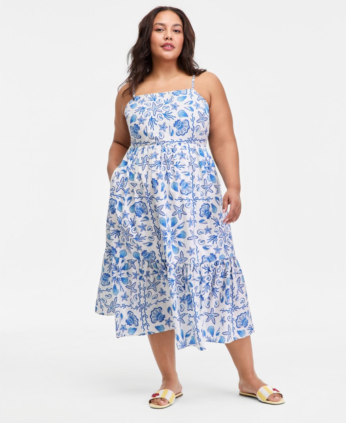 knee length dresses for ladies Blue Floral Short Sleeve Midi Dress - Casual Dresses