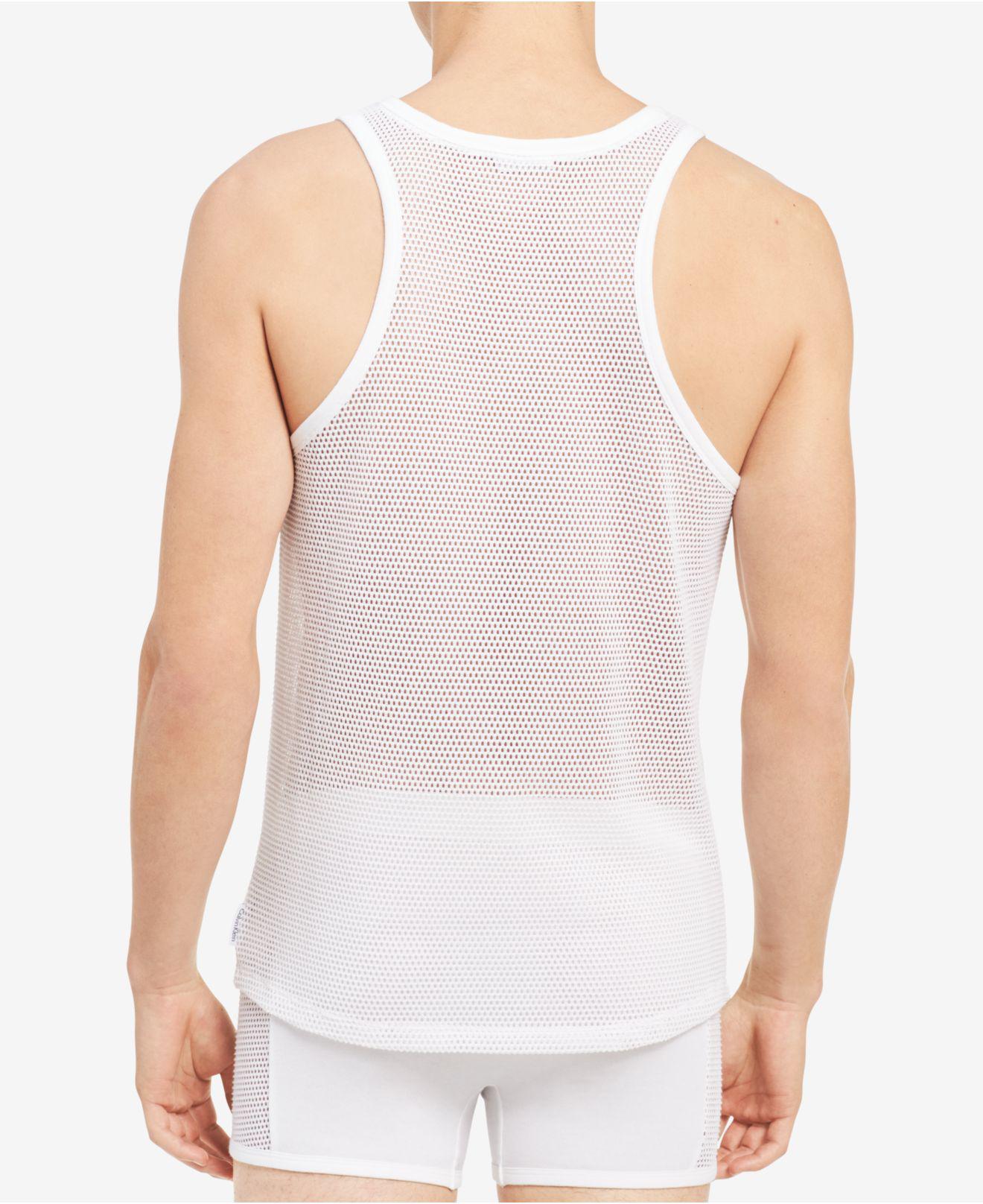 Calvin Klein Mesh Tank Top in White for Men | Lyst