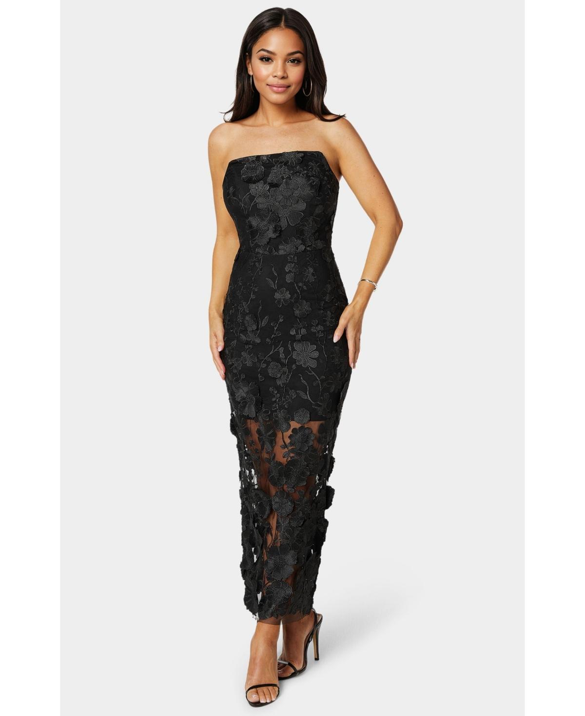 chinese dress ladies Bebe Women's Illusion Lace Midi Dress