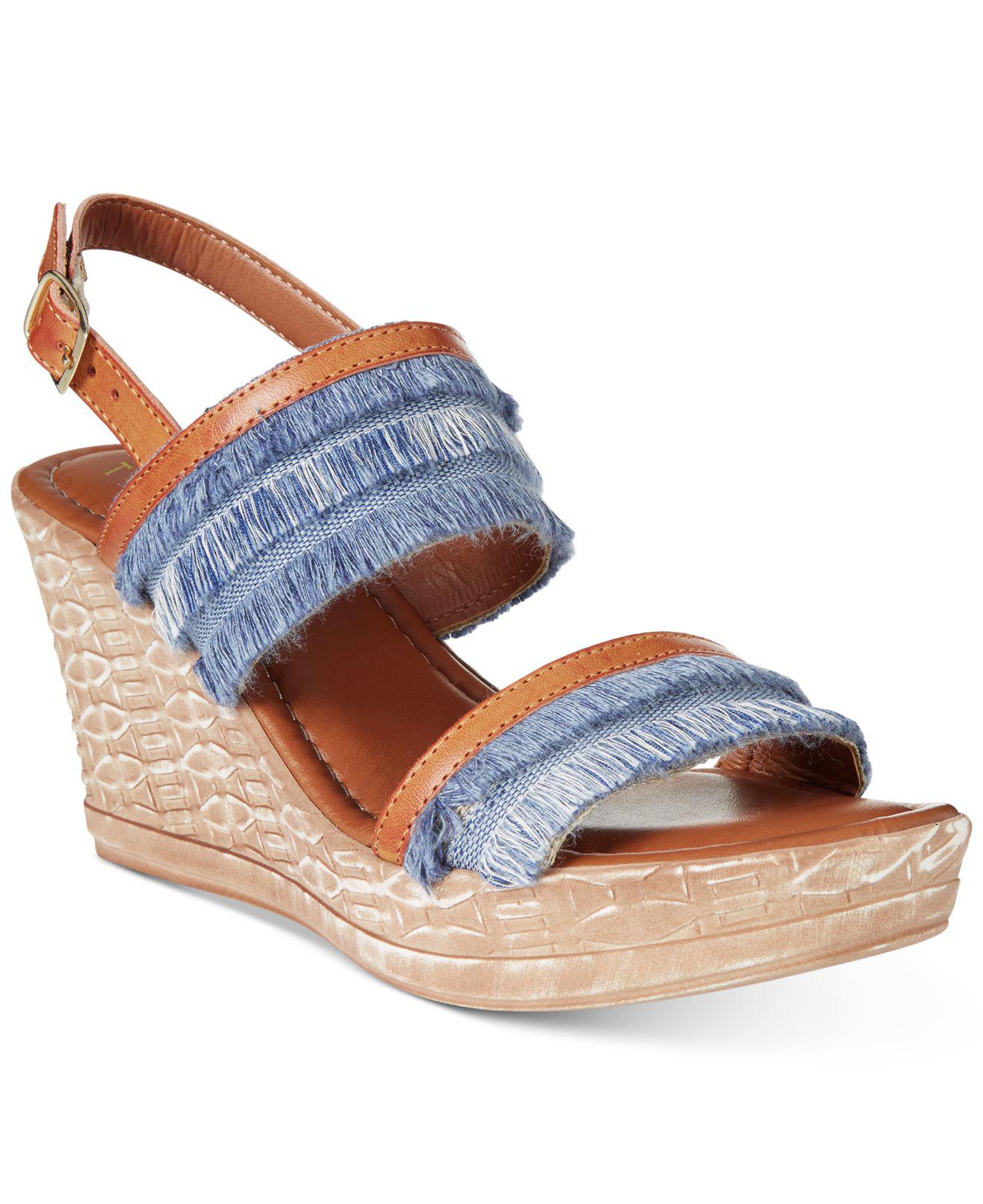 Easy Street Joann Women's Slingback Wedge Sandals, Size: 9.5 Wide, Blue in 2020 | Wedge sandals 