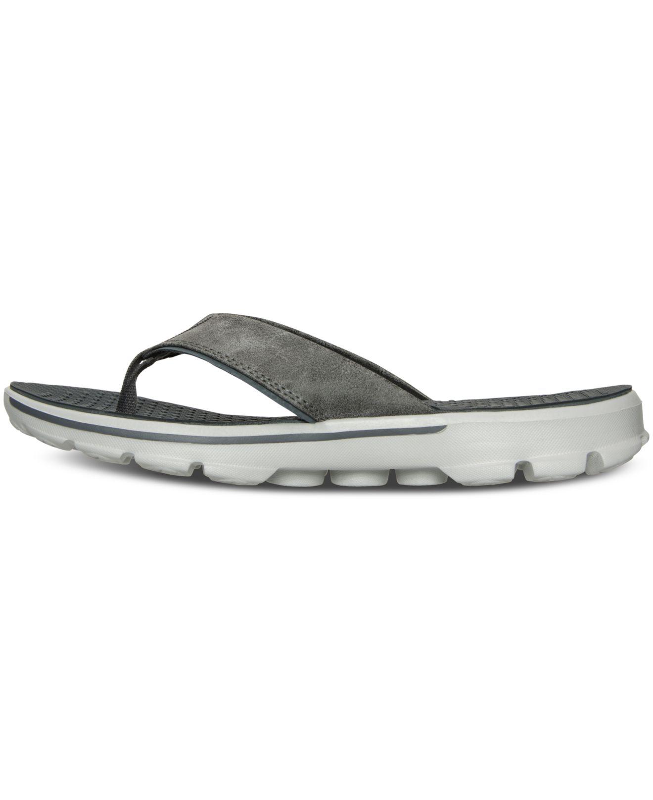 Skechers Leather Men's Gowalk 3 - Stag Thong Athletic Sandals From Finish Line in Charcoal (Gray 