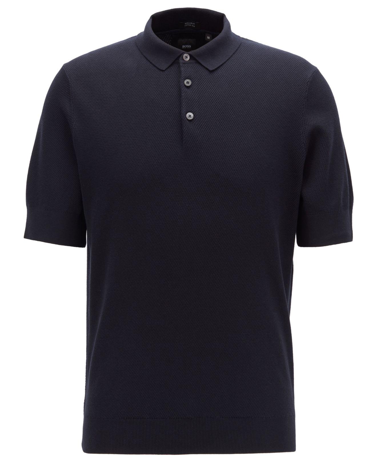Hugo Boss Knitted Polo Shirt In Cotton 