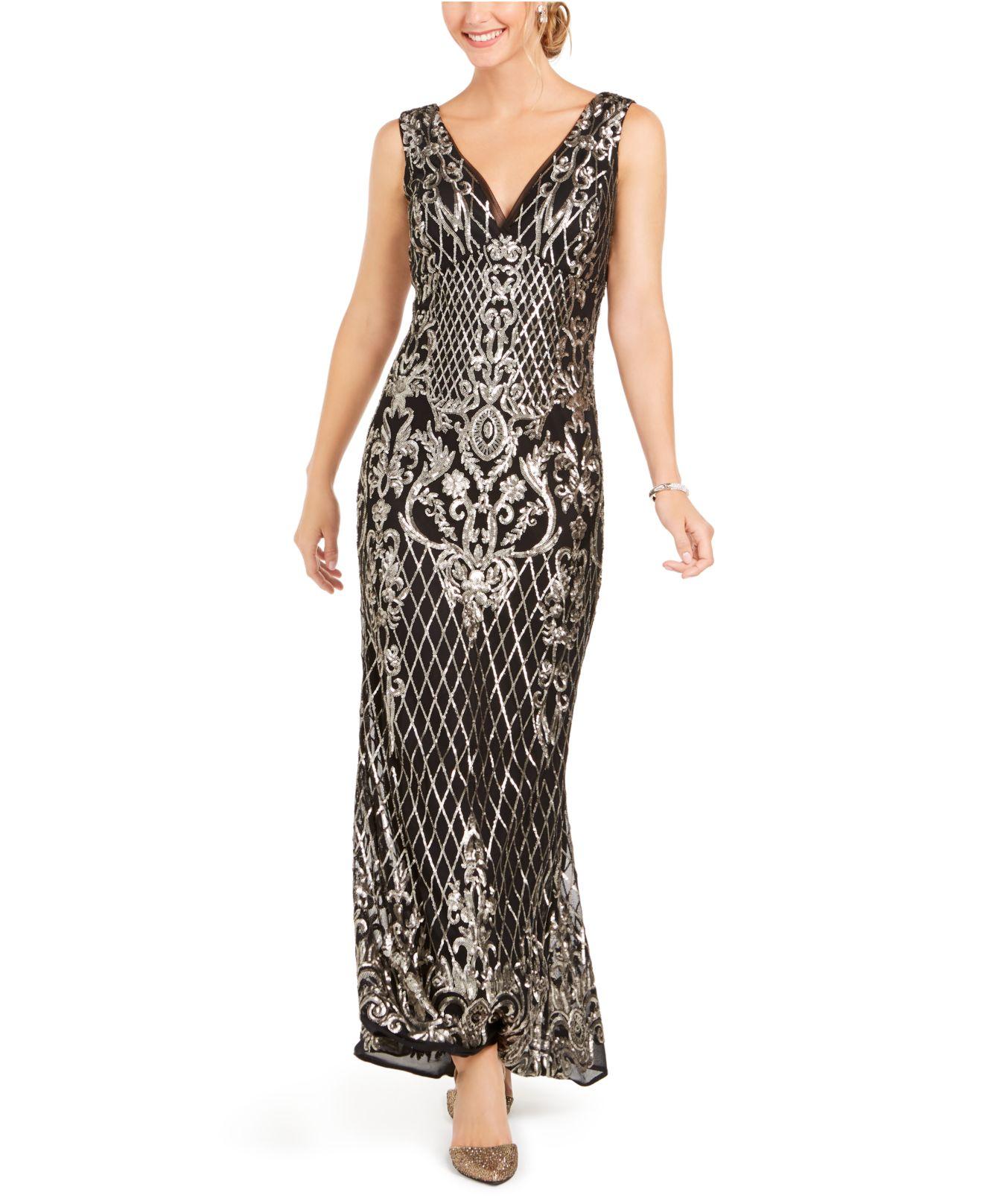 black gold sequin gown