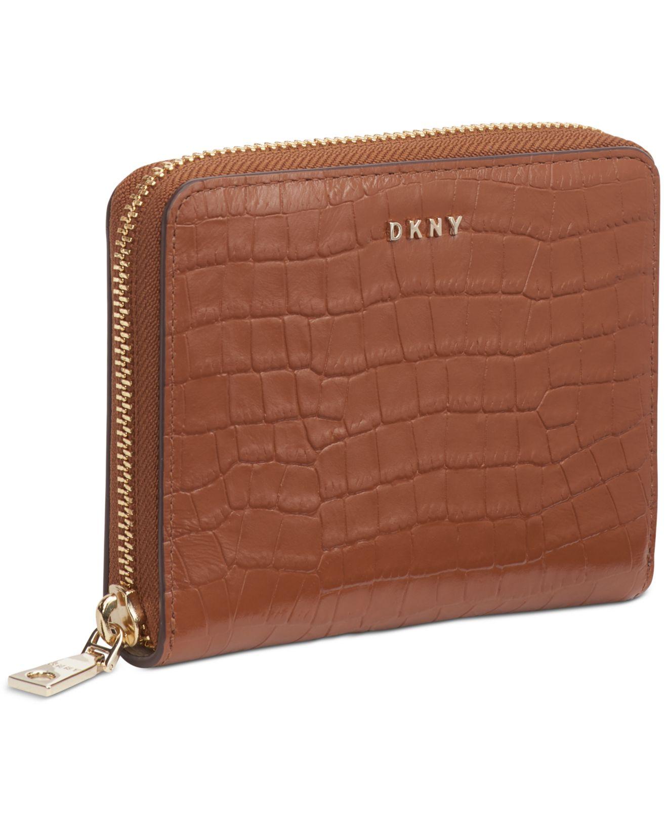 DKNY Bryant Croc Zip Around Leather Wallet, Created For Macy's in  Caramel/Gold (Brown) - Lyst