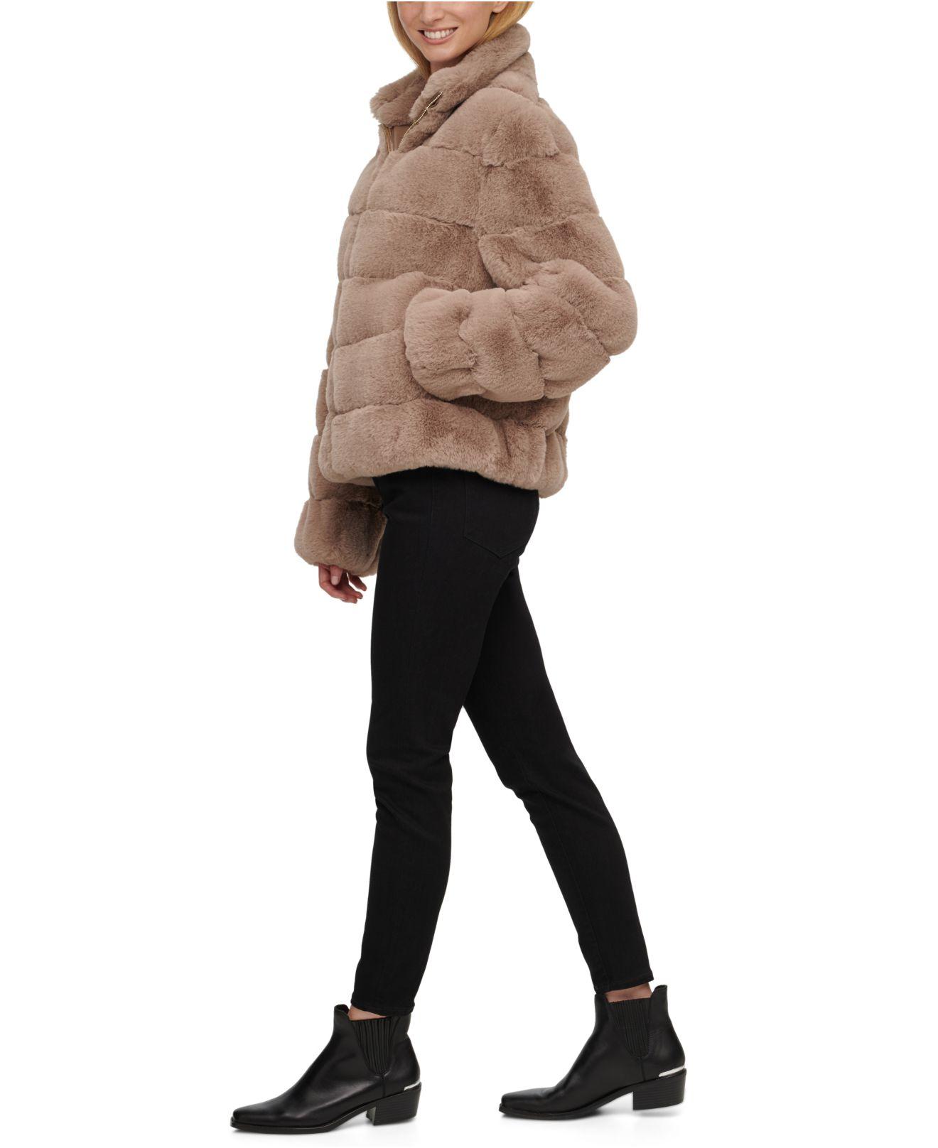 Calvin Klein Faux-fur Zip-front Coat