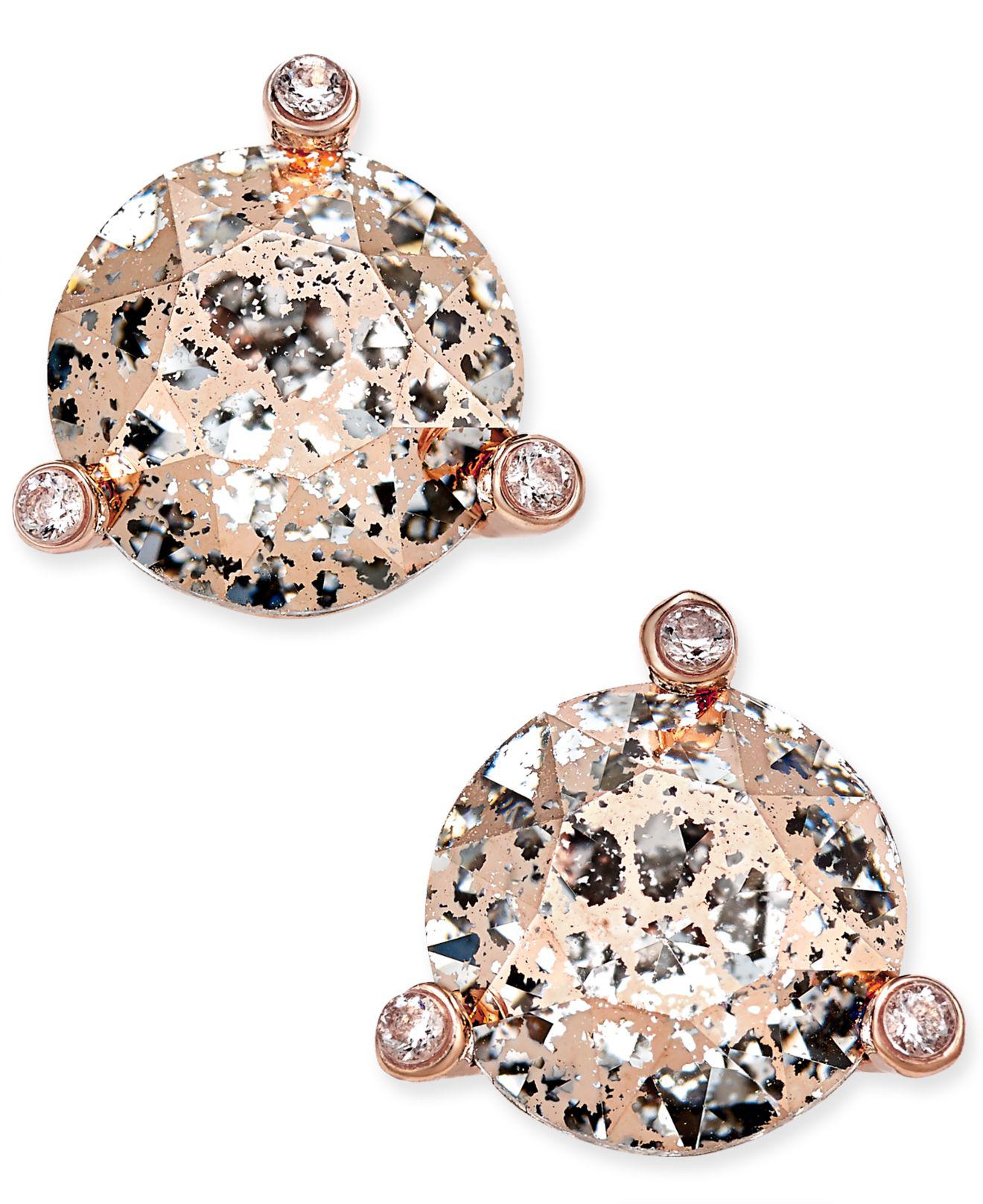 Kate Spade Rose Gold-tone Crystal And Stone Stud Earrings ...