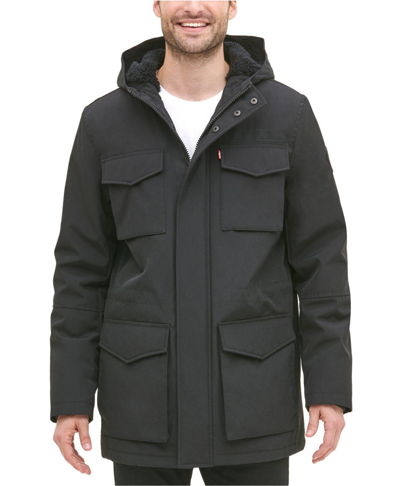 Levi's Men's Arctic Cloth Fleece-lined Parka in Black for Men - Save 82 ...