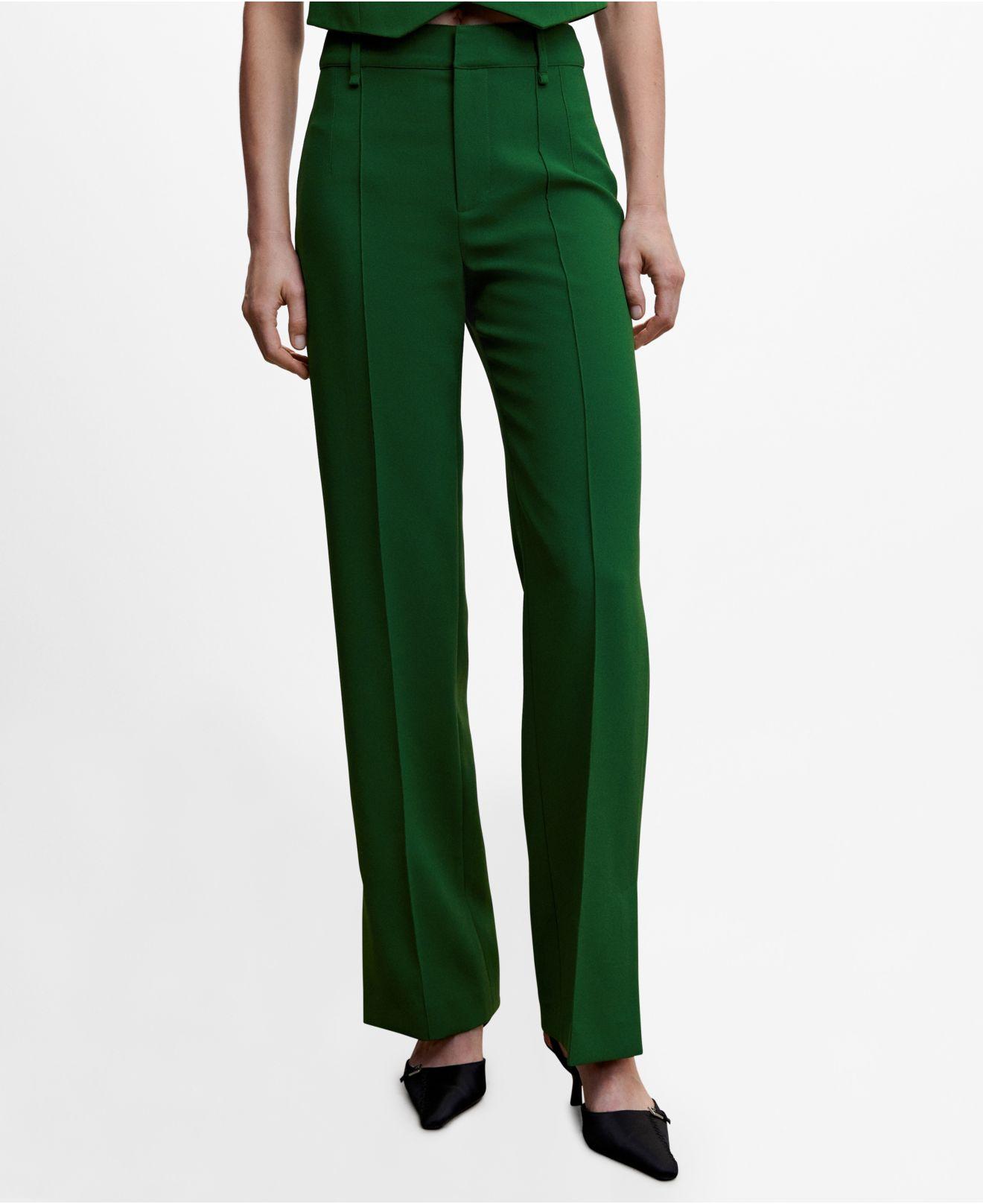 Mango Straight Suit Pants in Green | Lyst