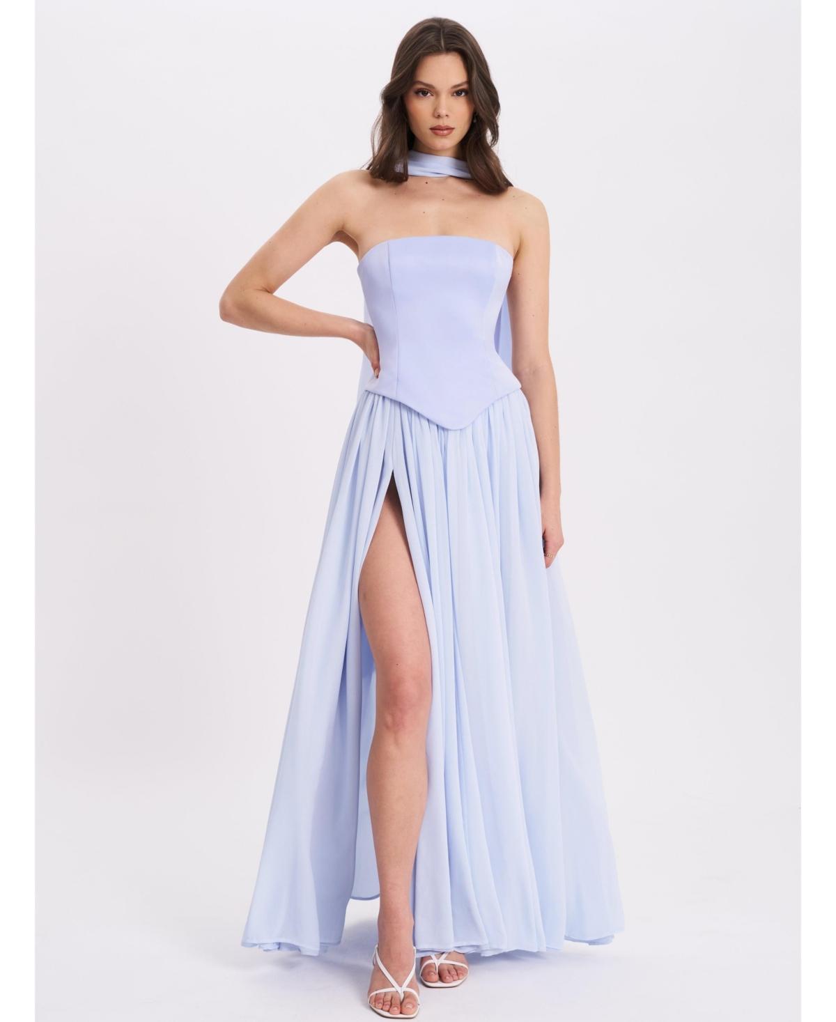 Miss Circle Qianna Peplum Top Drop Waist Chiffon Gown in Blue | Lyst Miss Circle Qianna Peplum Top Drop Waist Chiffon Gown in Blue | Lyst