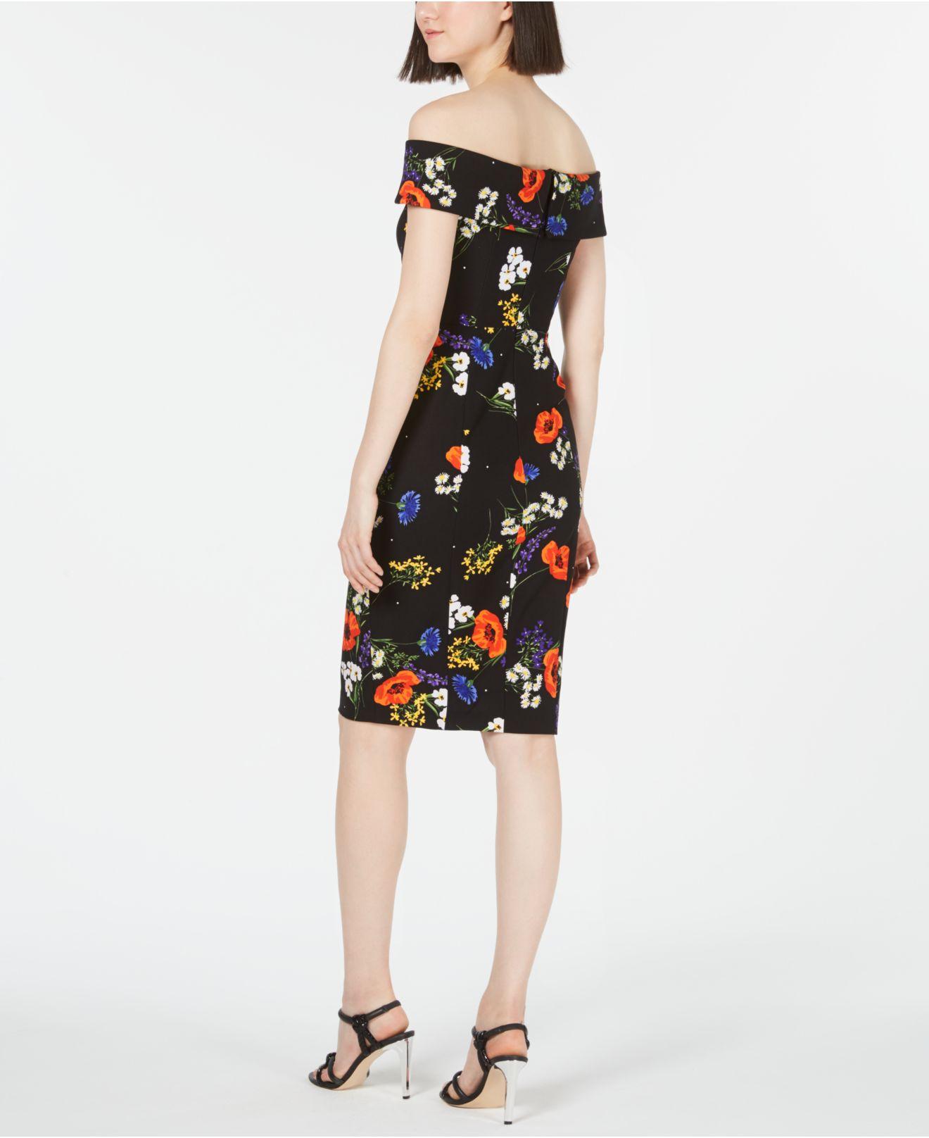 calvin klein black dress with flowers