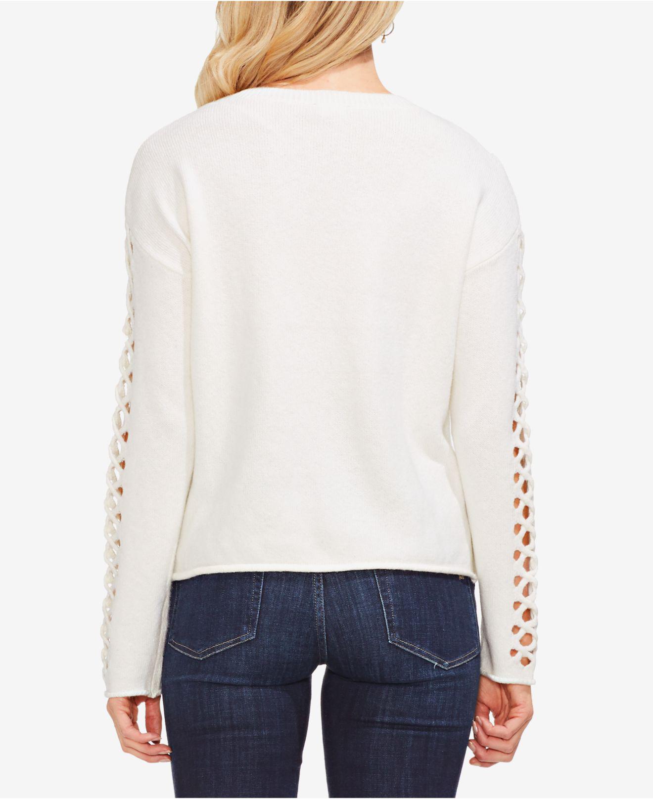 Vince camuto lattice sleeve sweater Clearance