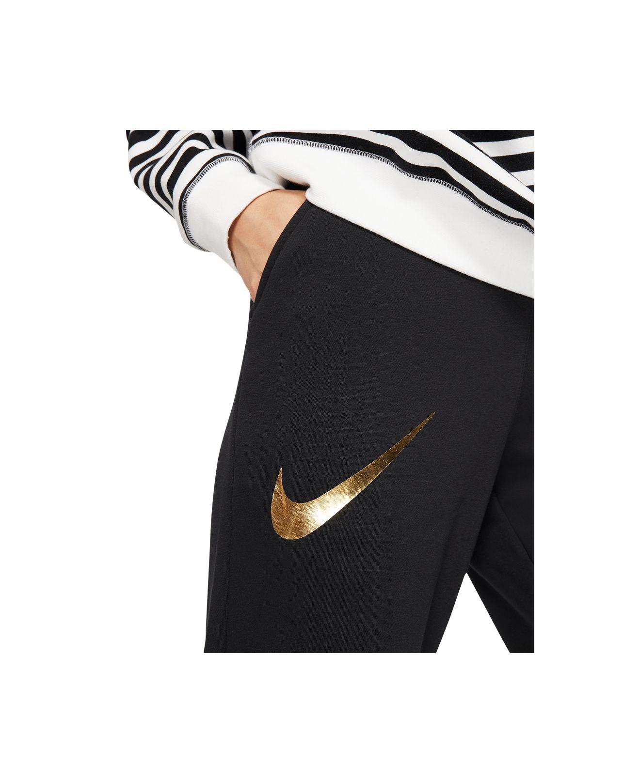 Nike Fleece Sportswear Shine Metallic Logo Sweatpants in Black/Gold (Black)  - Lyst